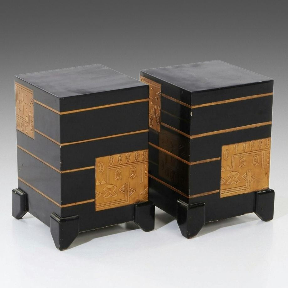 Pair of Kaaba-Inspired Decorative Pedestal