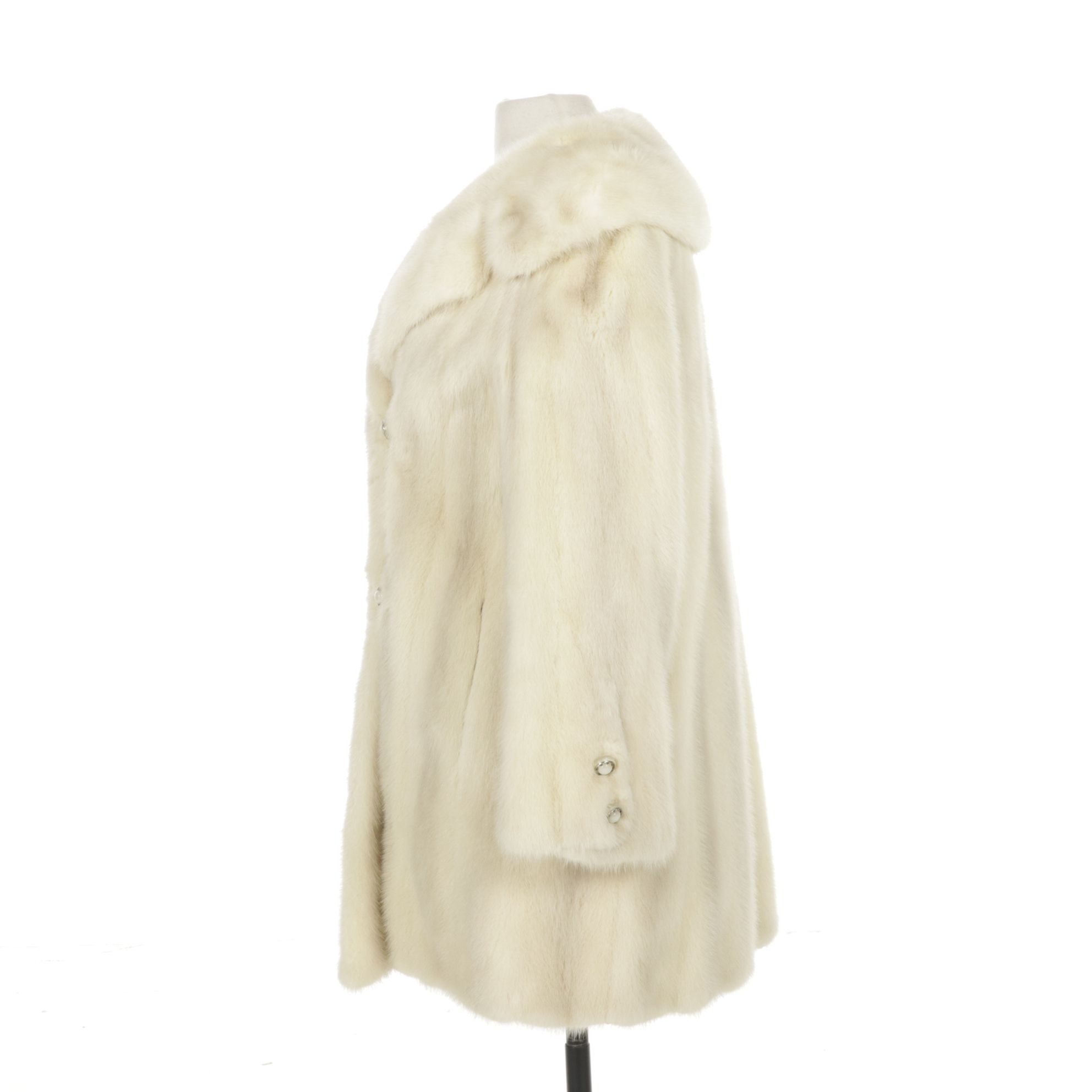 Cream Mink Fur Double-Breasted Stroller by Leakas Furs