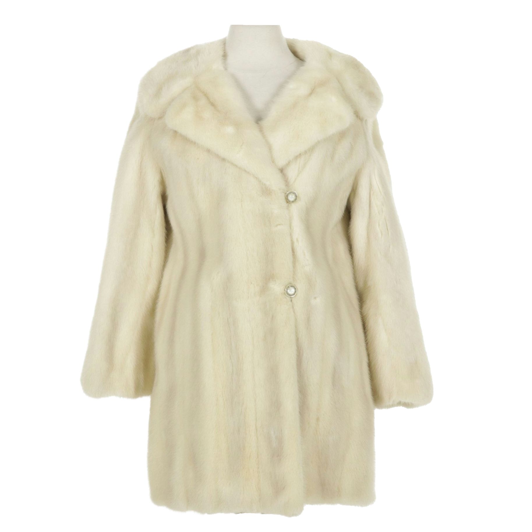 Cream Mink Fur Double-Breasted Stroller by Leakas Furs