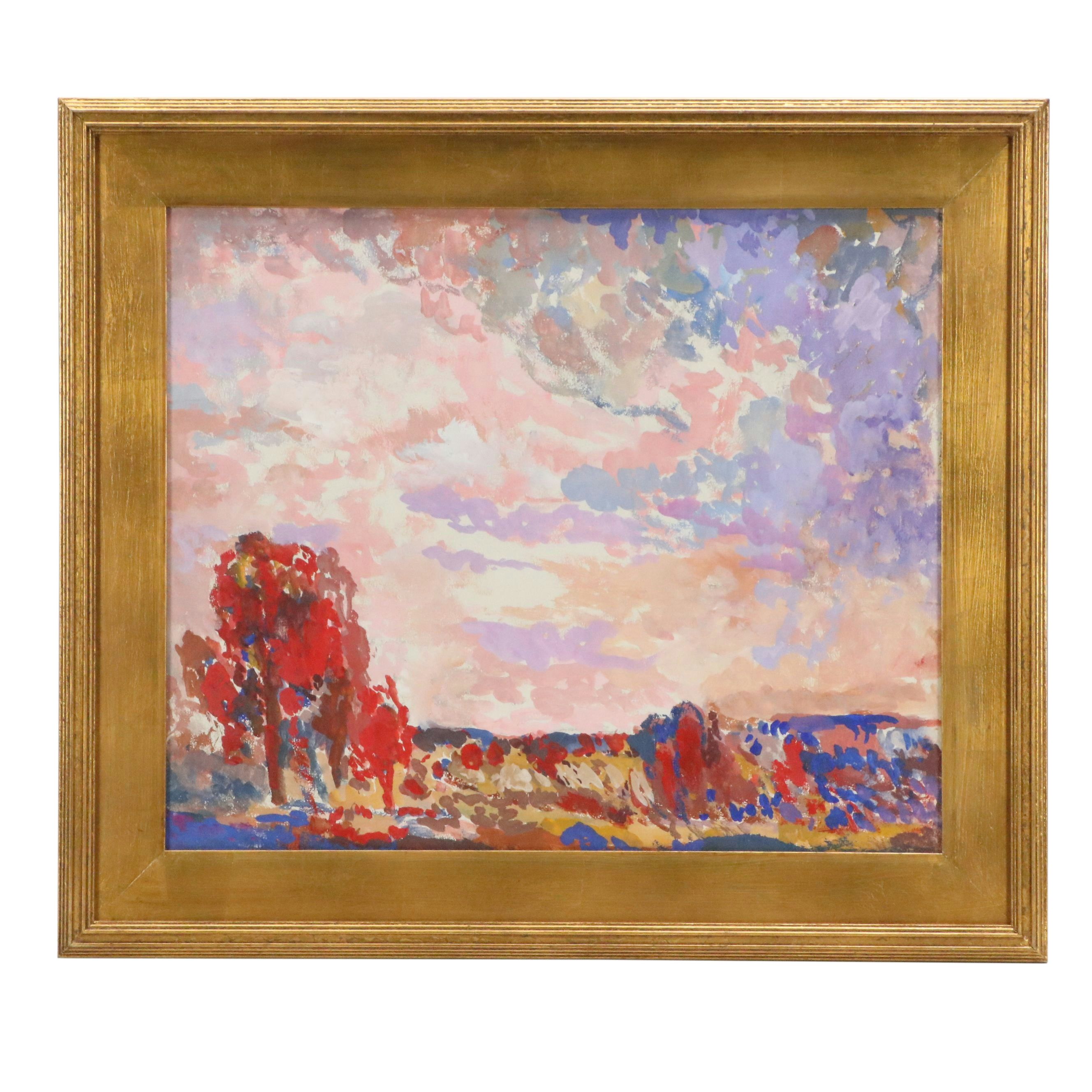 Impressionist Style Landscape Acrylic Painting, 21st Century