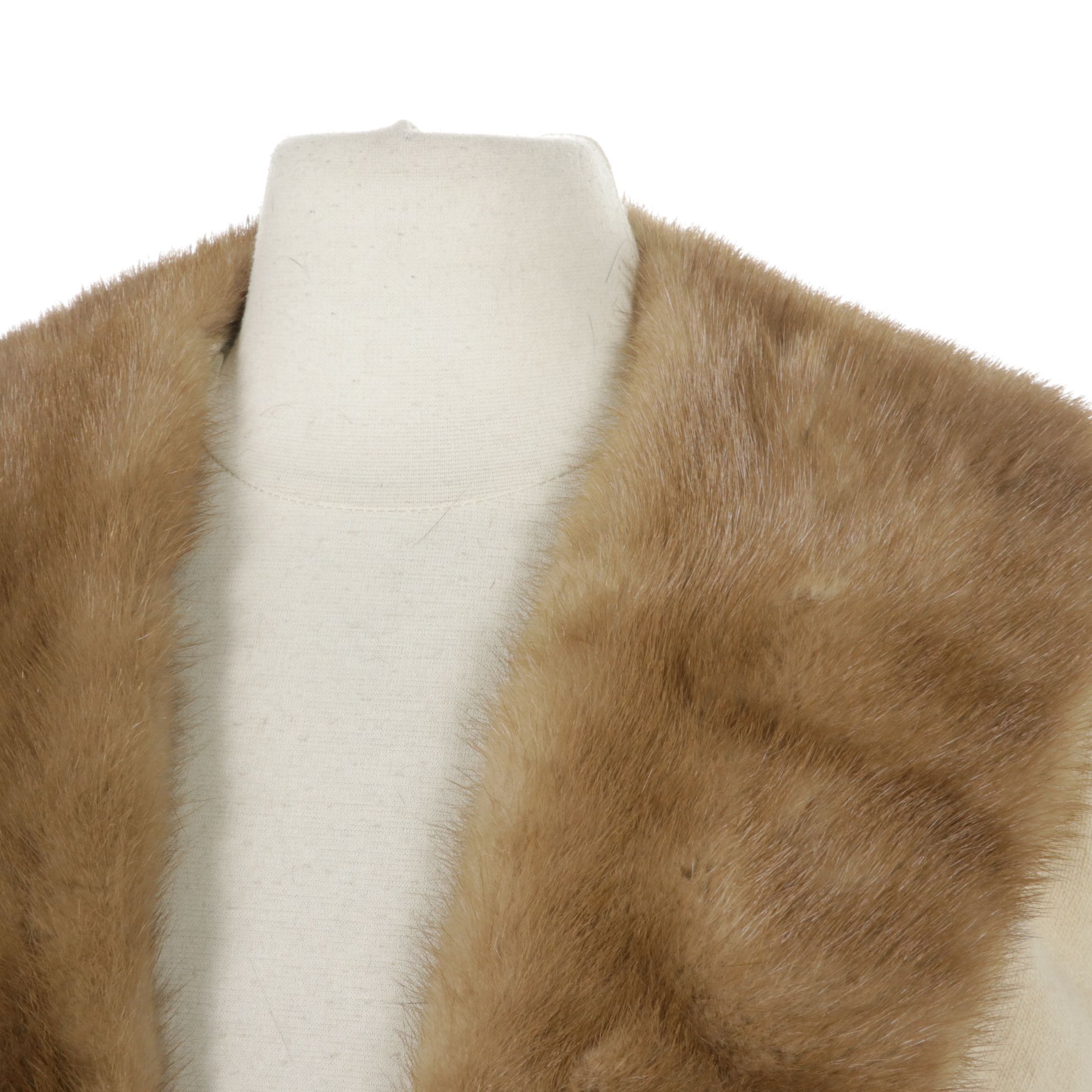 Mink Fur Collar on Ivory Cashmere Cardigan with Extra Mink Fur Collar