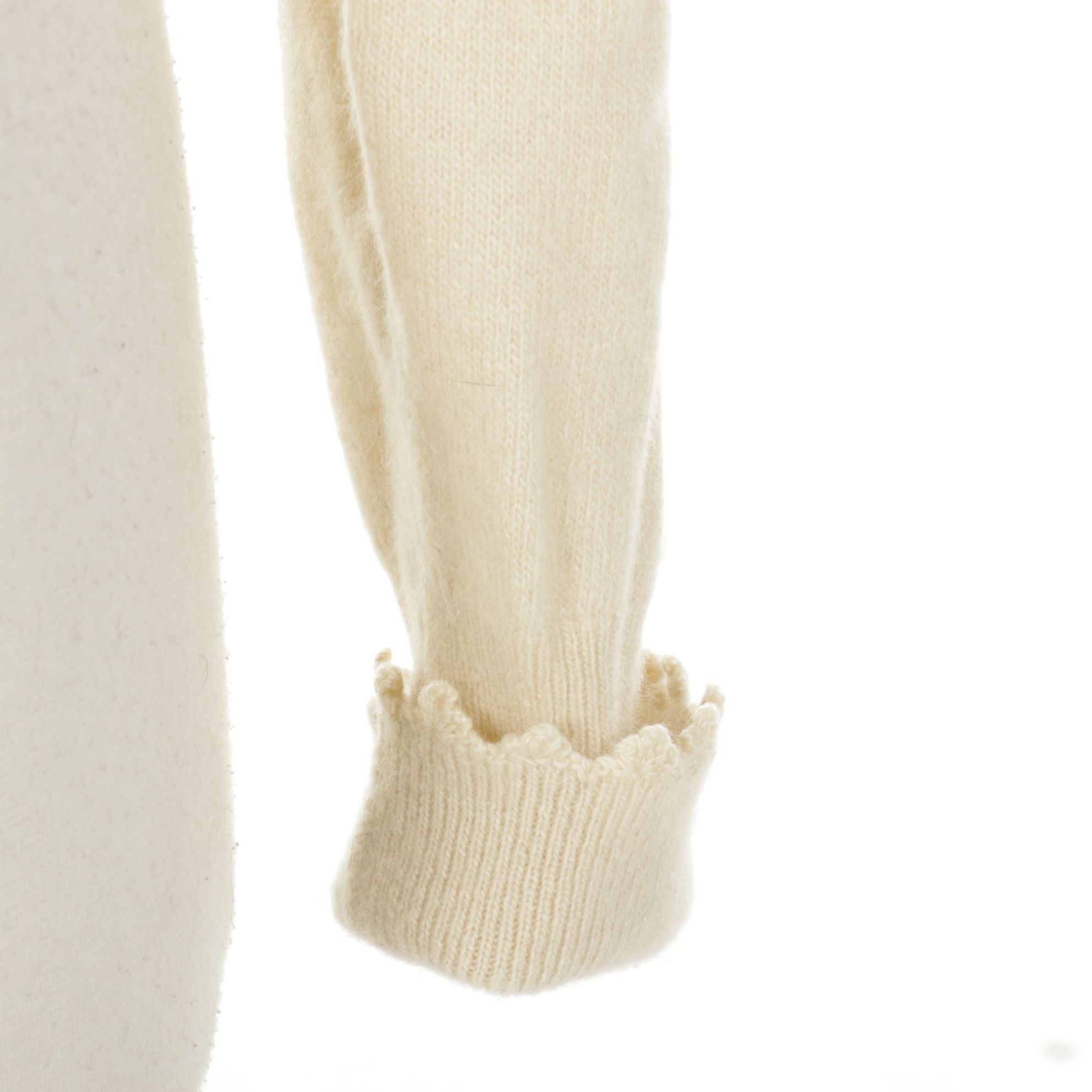 Mink Fur Collar on Ivory Cashmere Cardigan with Extra Mink Fur Collar