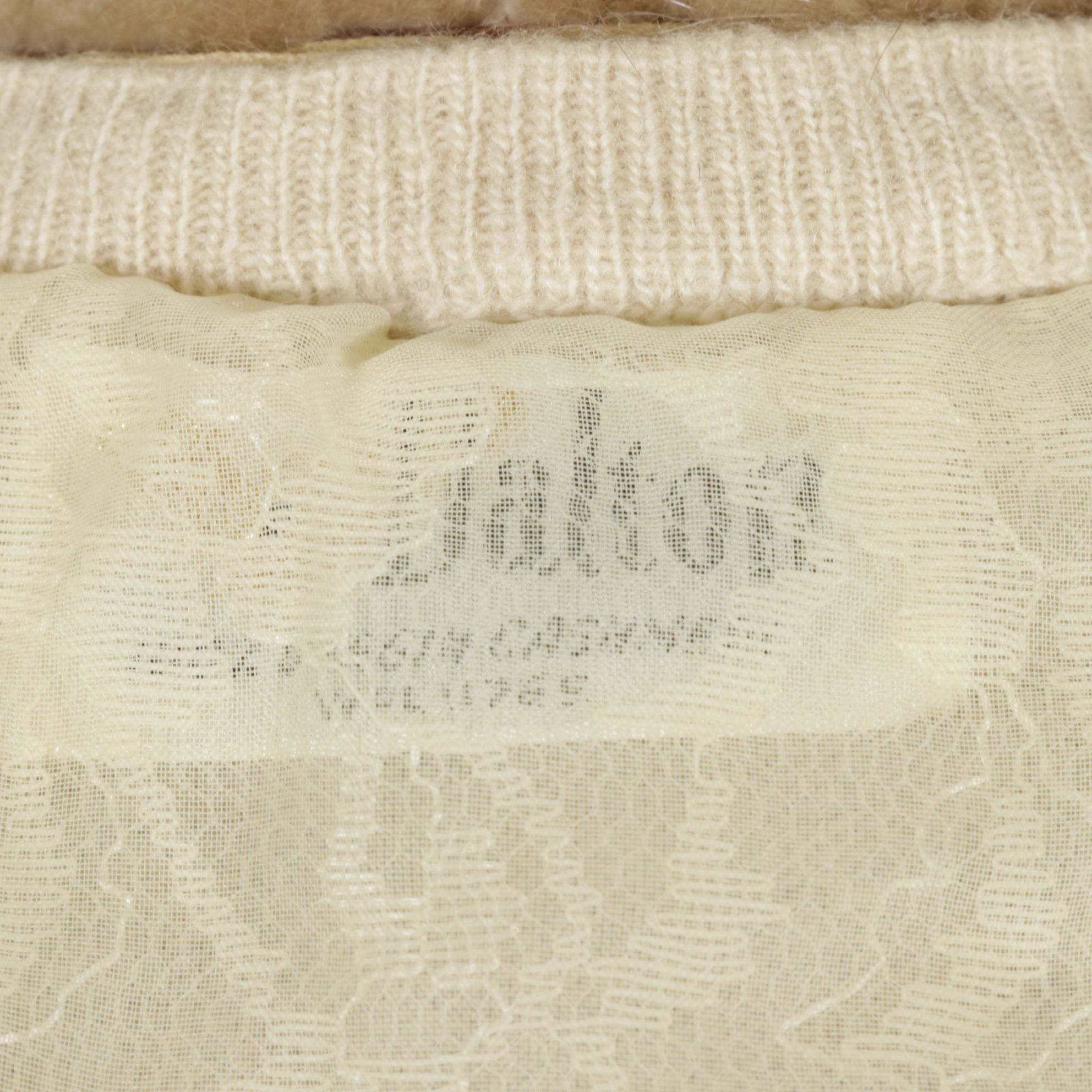Mink Fur Collar on Ivory Cashmere Cardigan with Extra Mink Fur Collar