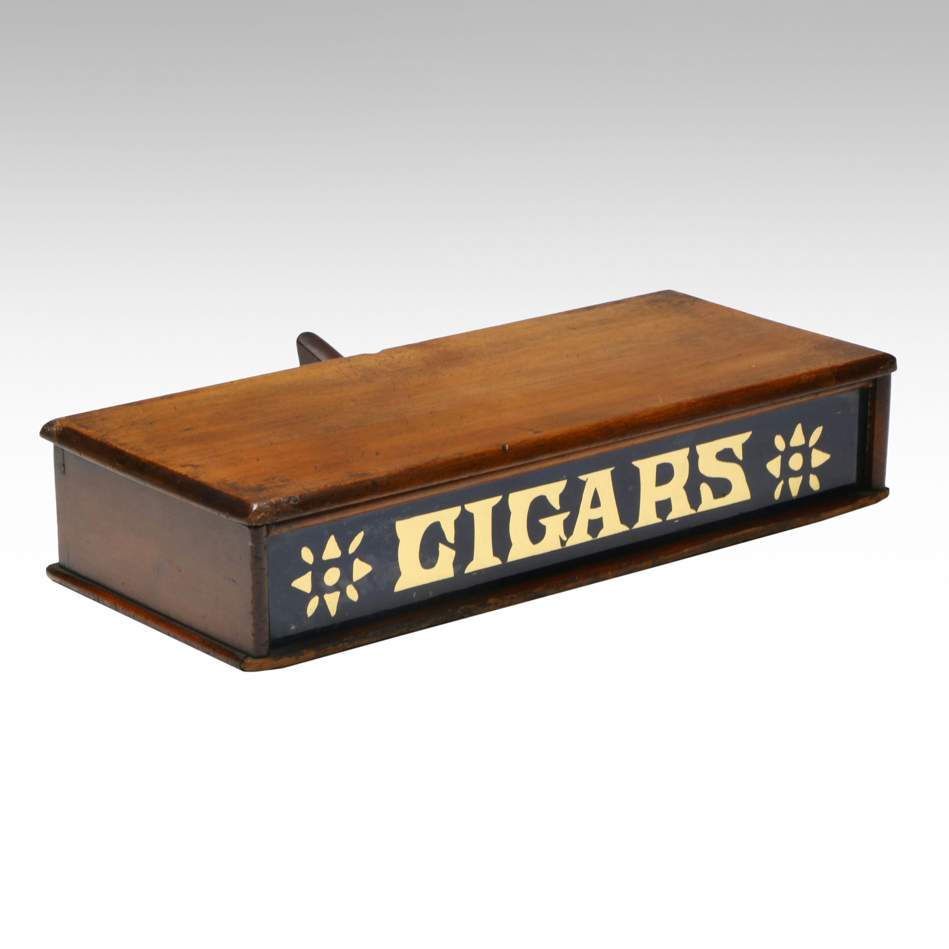 Victorian Wooden Retailer's Cigar Display Box with Gold Foil Lettering