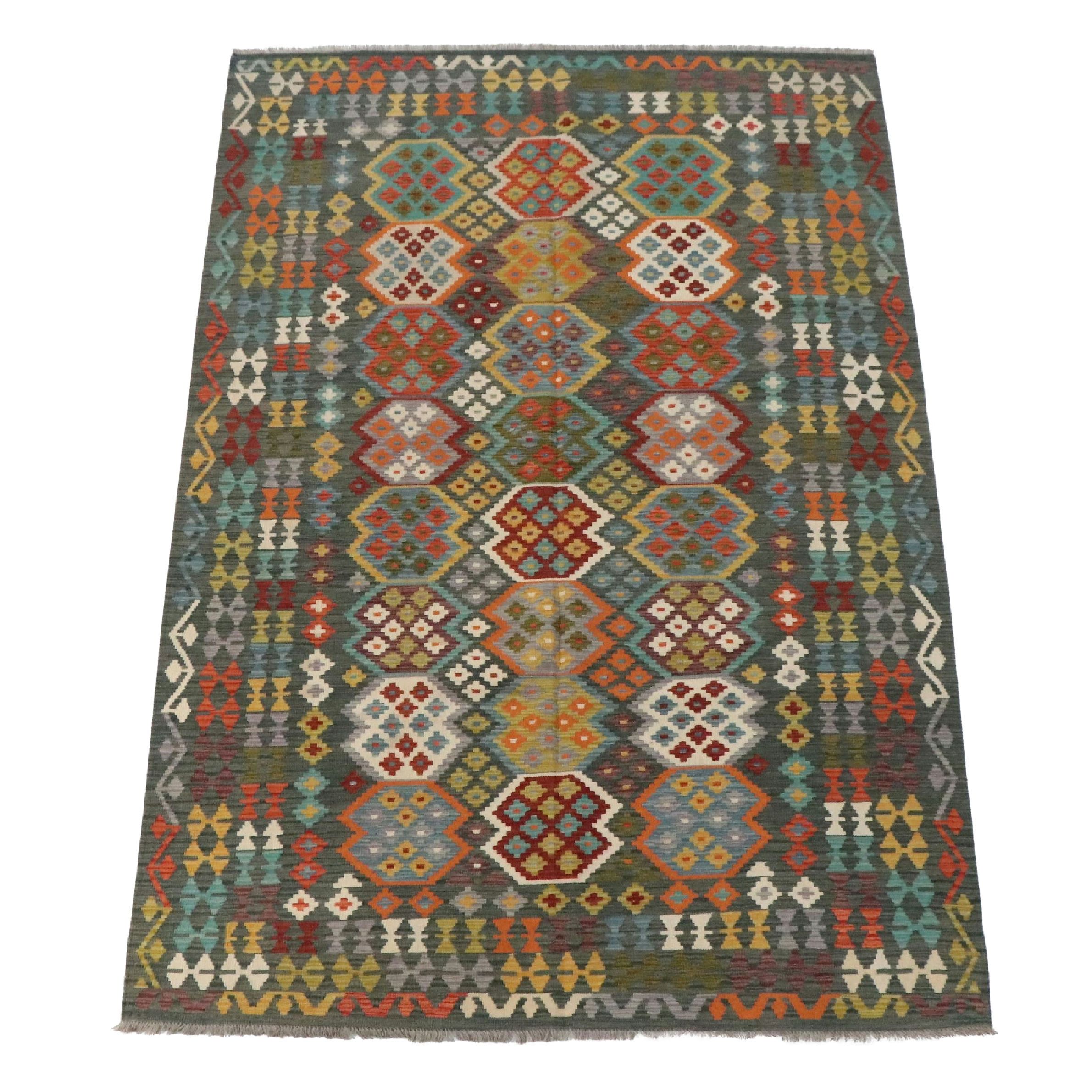 6'9 x 10'1 Handwoven Pakistani Kilim Area Rug