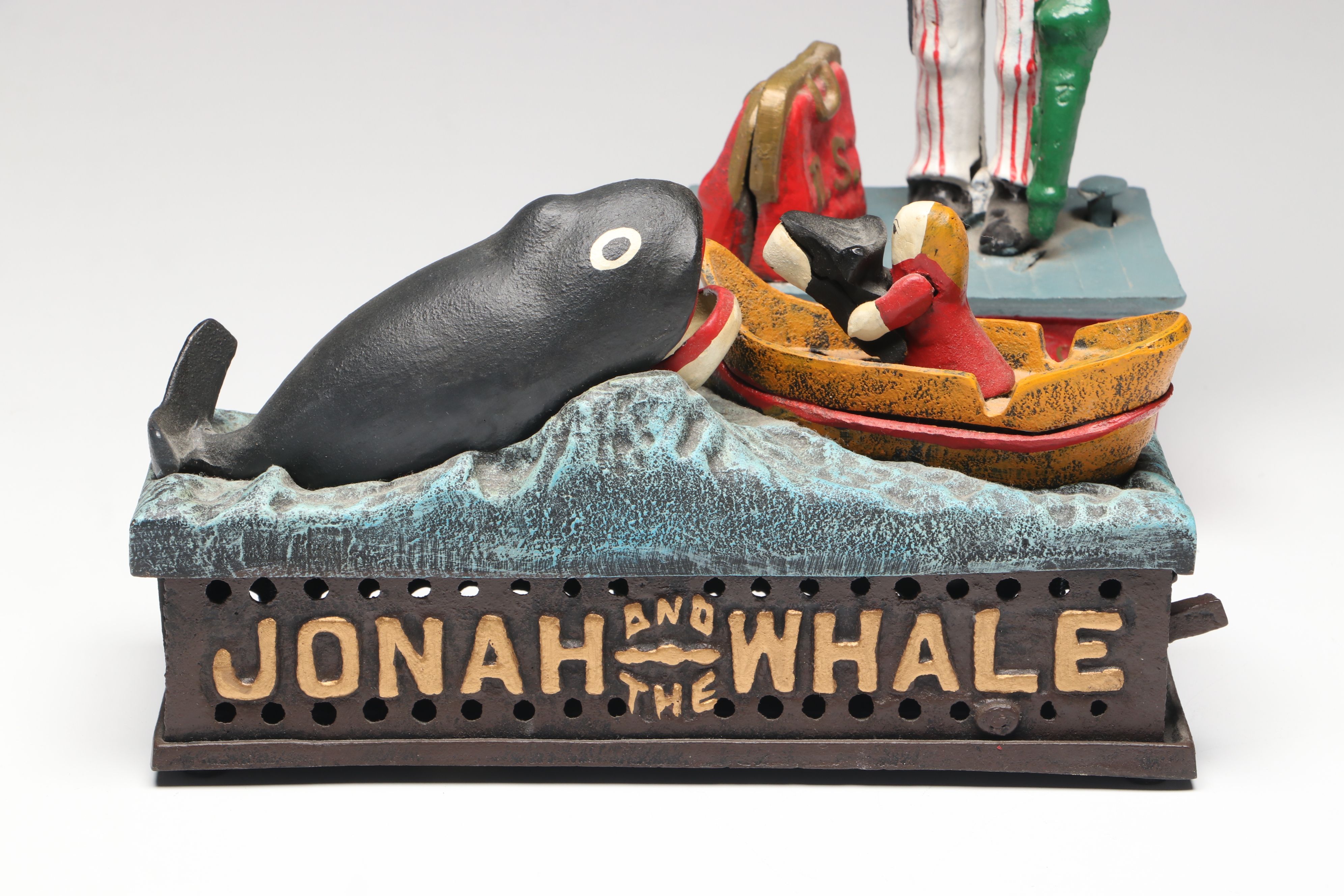 "Jonah and the Whale," "Uncle Sam" and "Trick Dog" Cast Iron Coin Banks