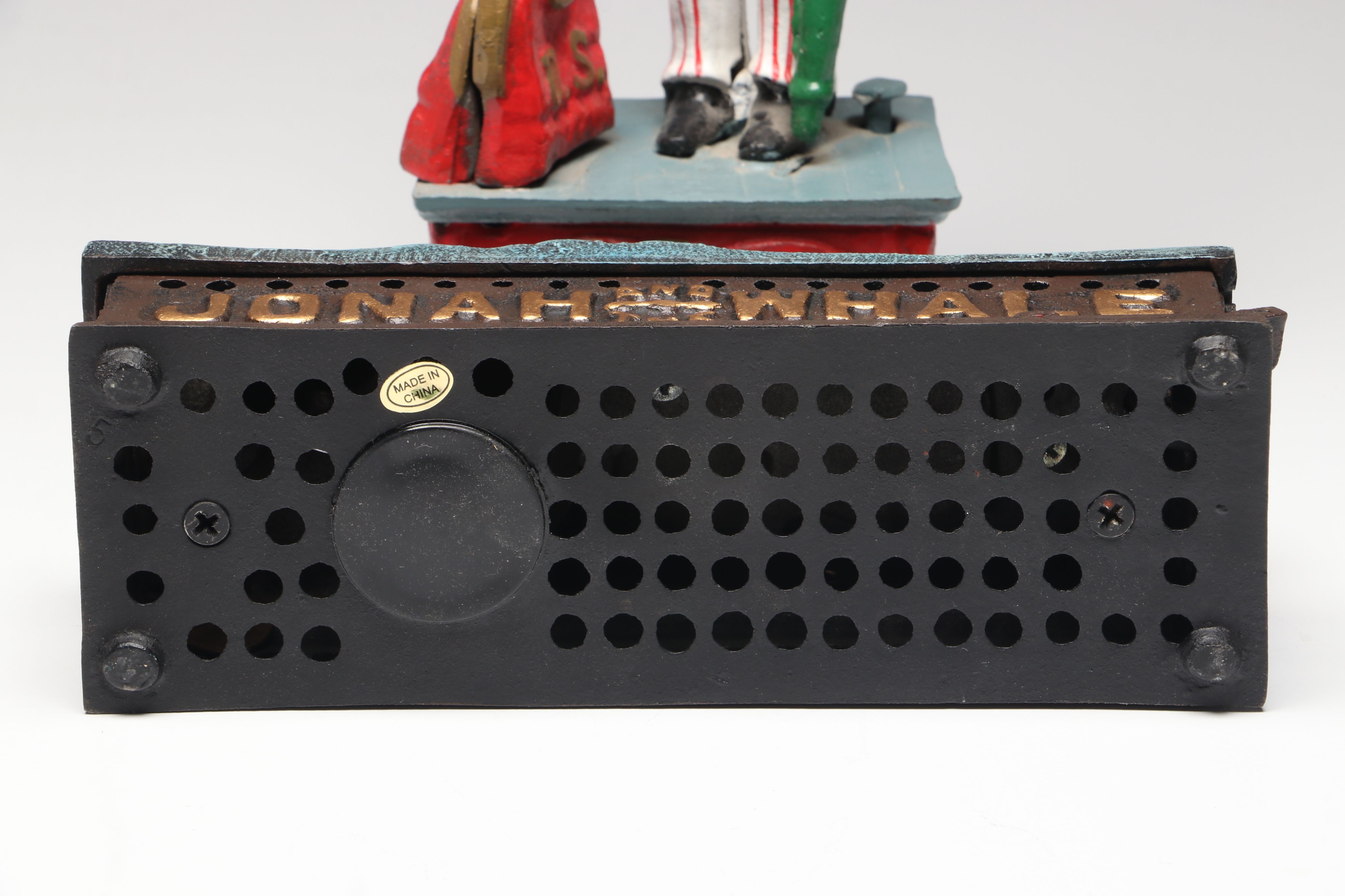 "Jonah and the Whale," "Uncle Sam" and "Trick Dog" Cast Iron Coin Banks