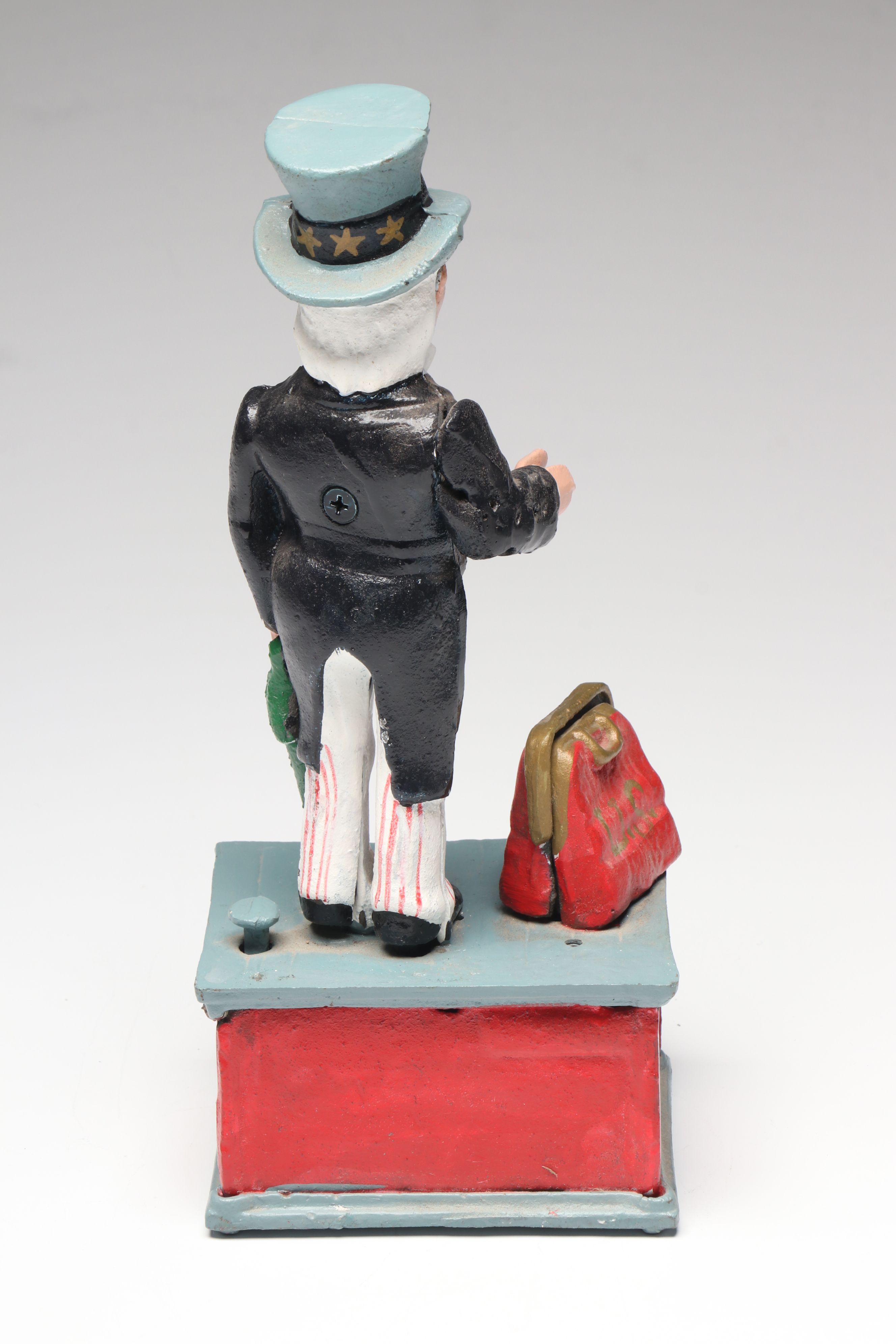 "Jonah and the Whale," "Uncle Sam" and "Trick Dog" Cast Iron Coin Banks