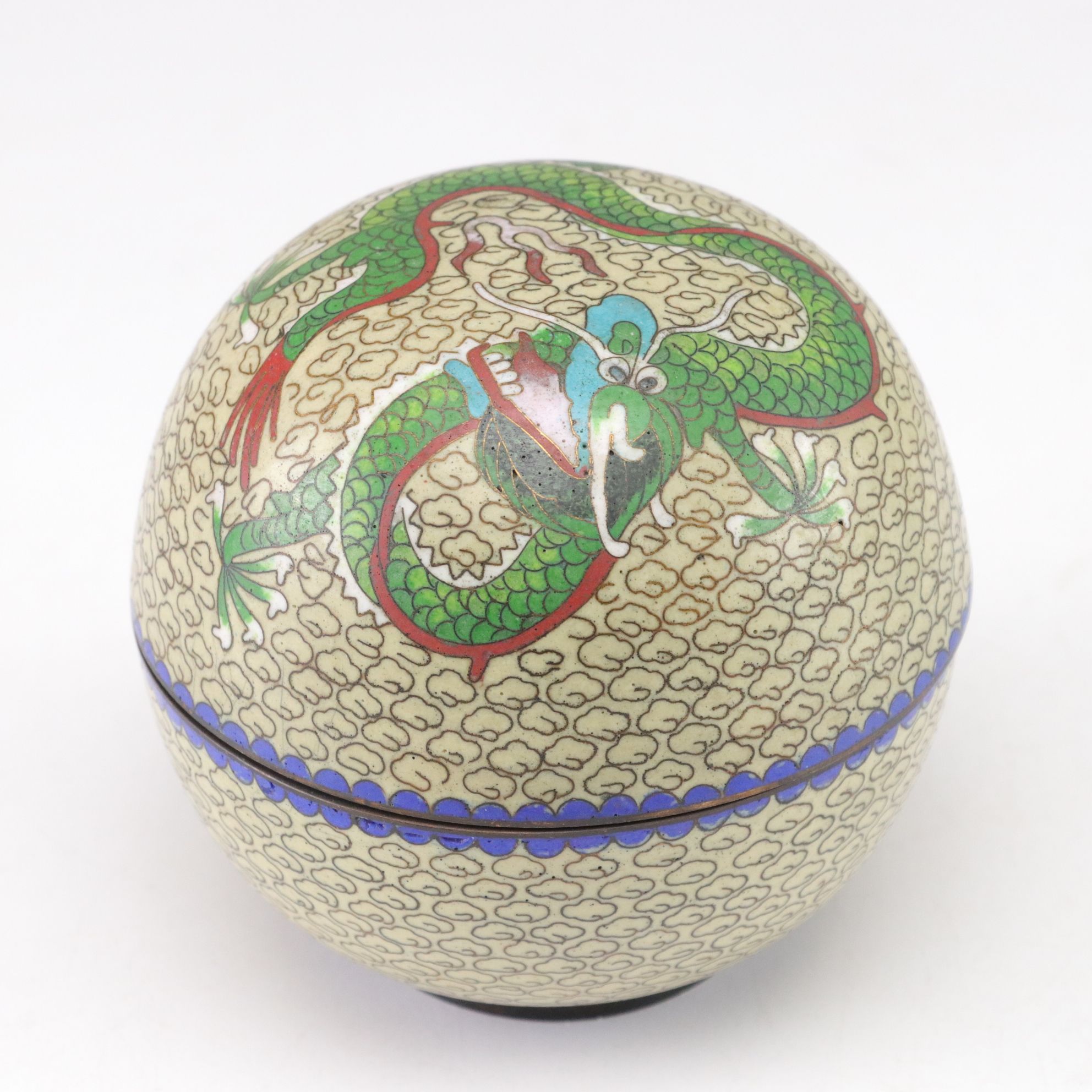 Set of Chinese Cloisonné Dragon "Chasing the Immortality Pearl" Boxes