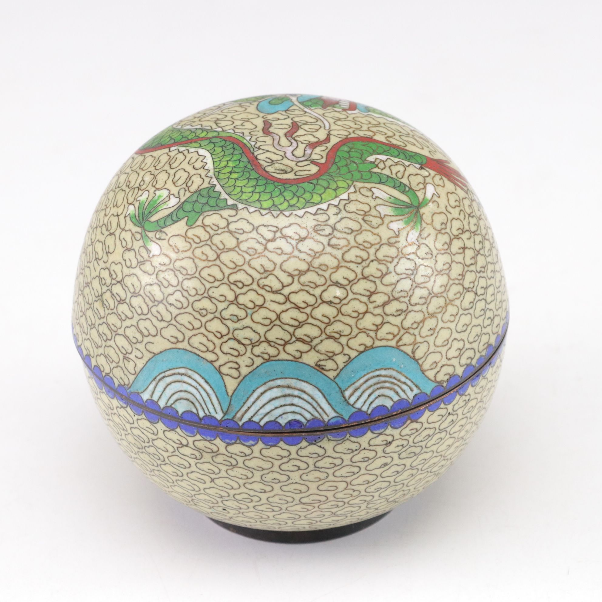 Set of Chinese Cloisonné Dragon "Chasing the Immortality Pearl" Boxes