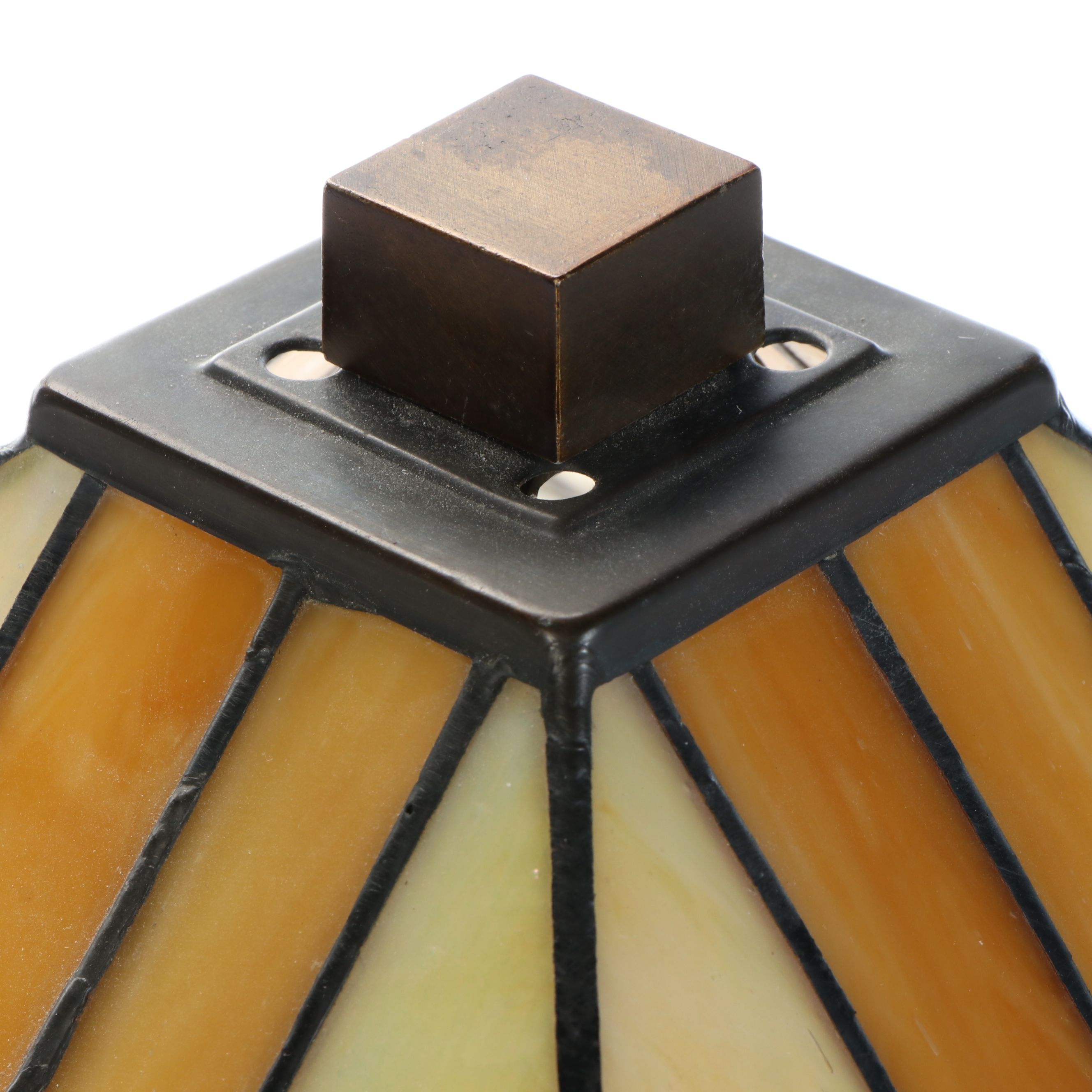 Arts and Crafts Style Table Lamp with Slag Glass Shade