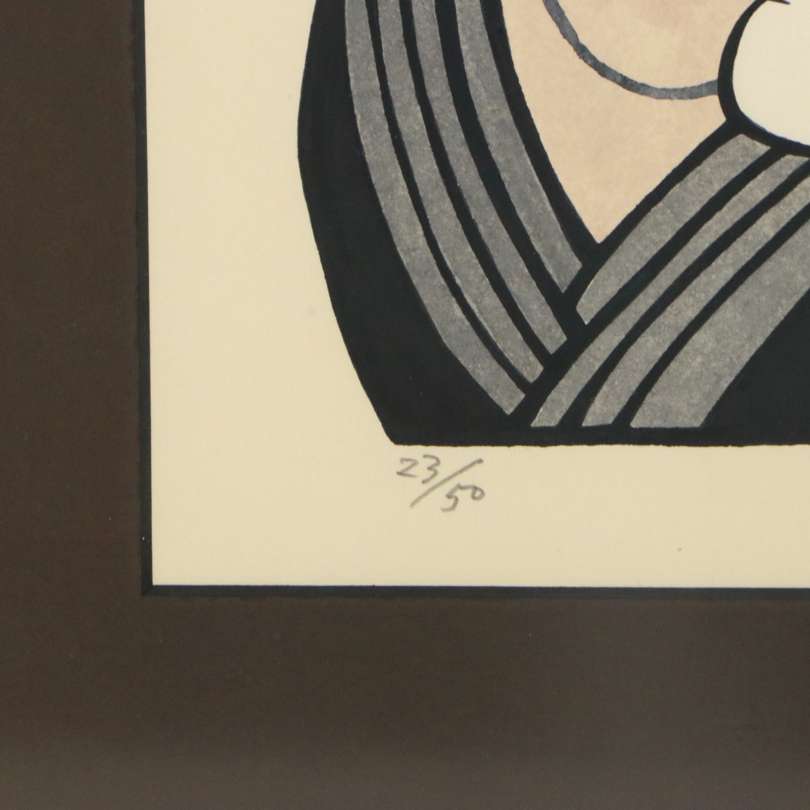 Yoshitoshi Mori Figural Stencil Print of Couple Kissing, 1983