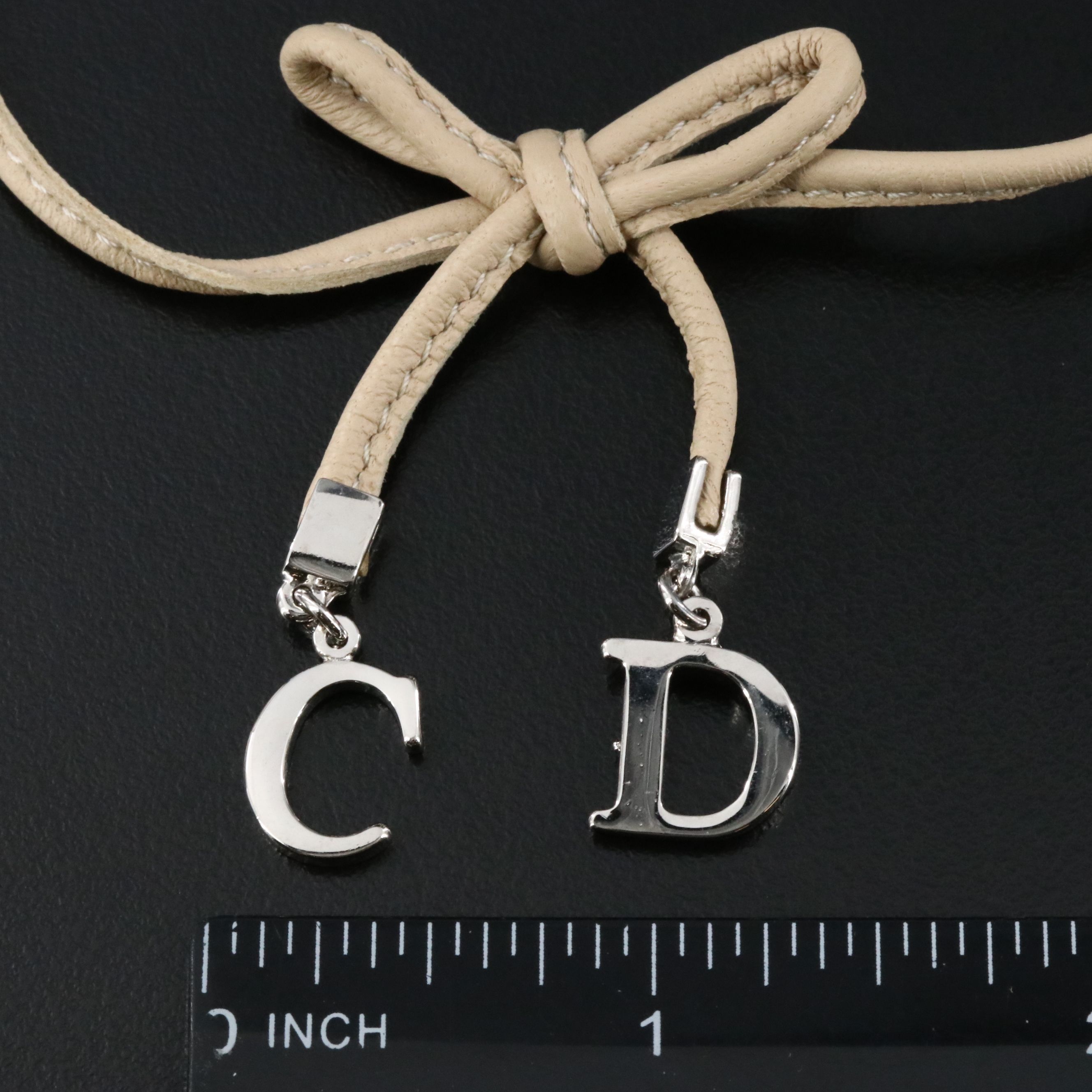 Christian Dior CD Leather Bow Choker Necklace