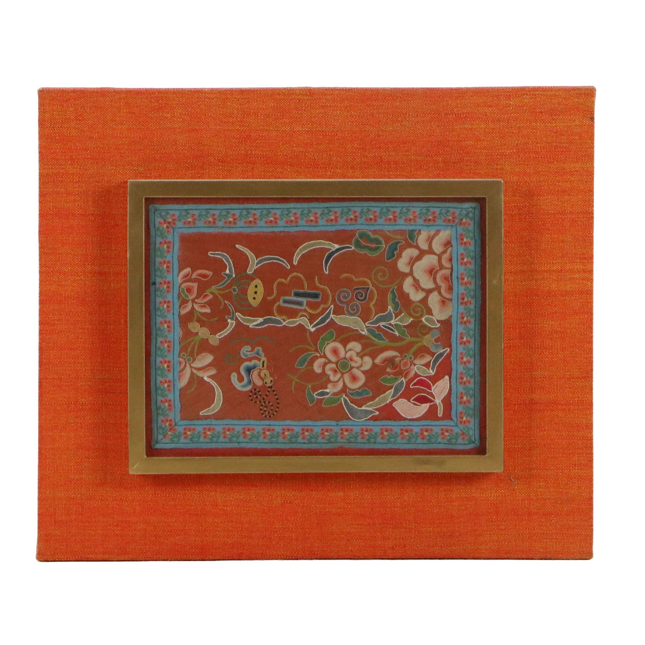 Chinese Forbidden Stitch Embroidery Panel, Late 19th Century