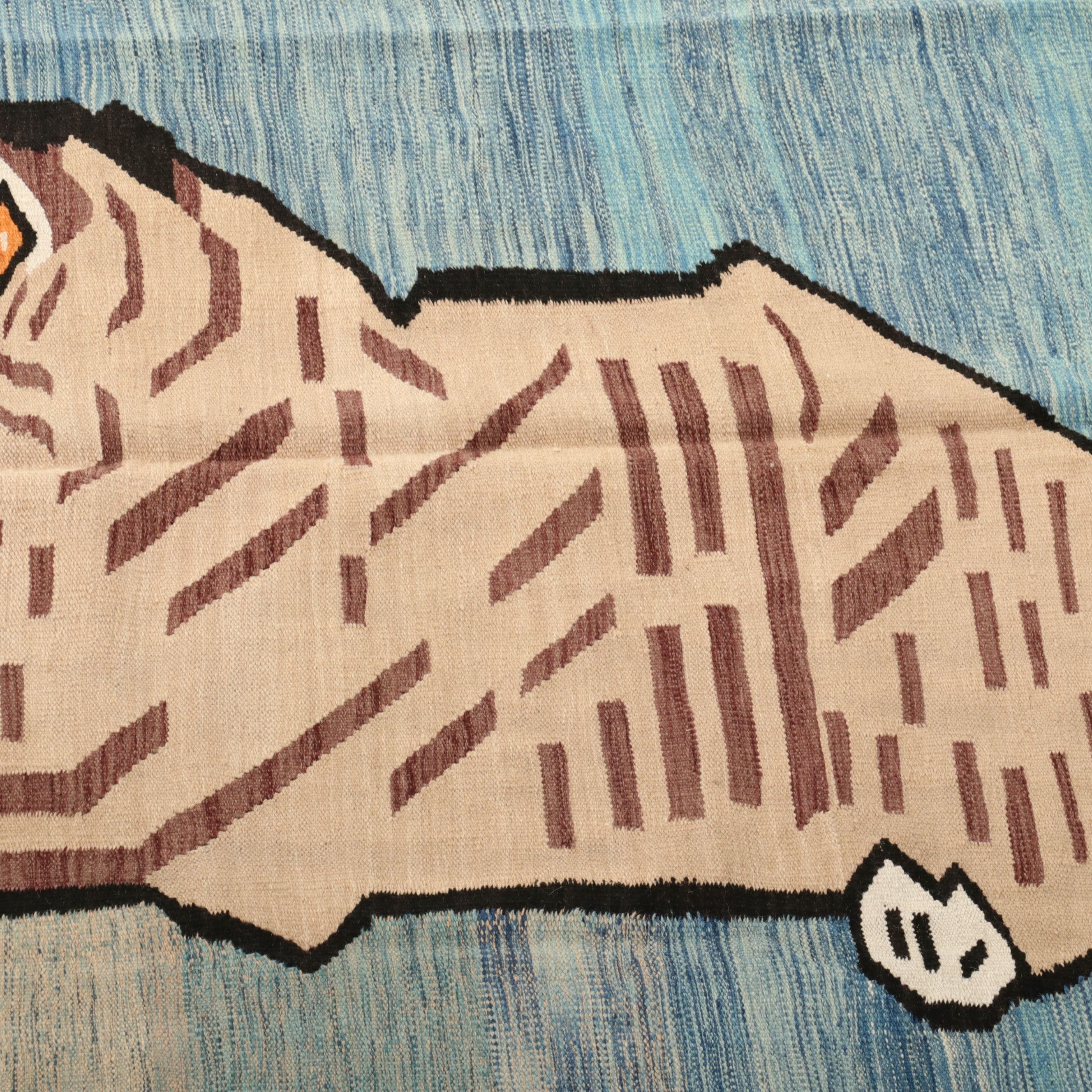 6'4 x 11'7 Handwoven Pakistani Pictorial Kilim Area Rug