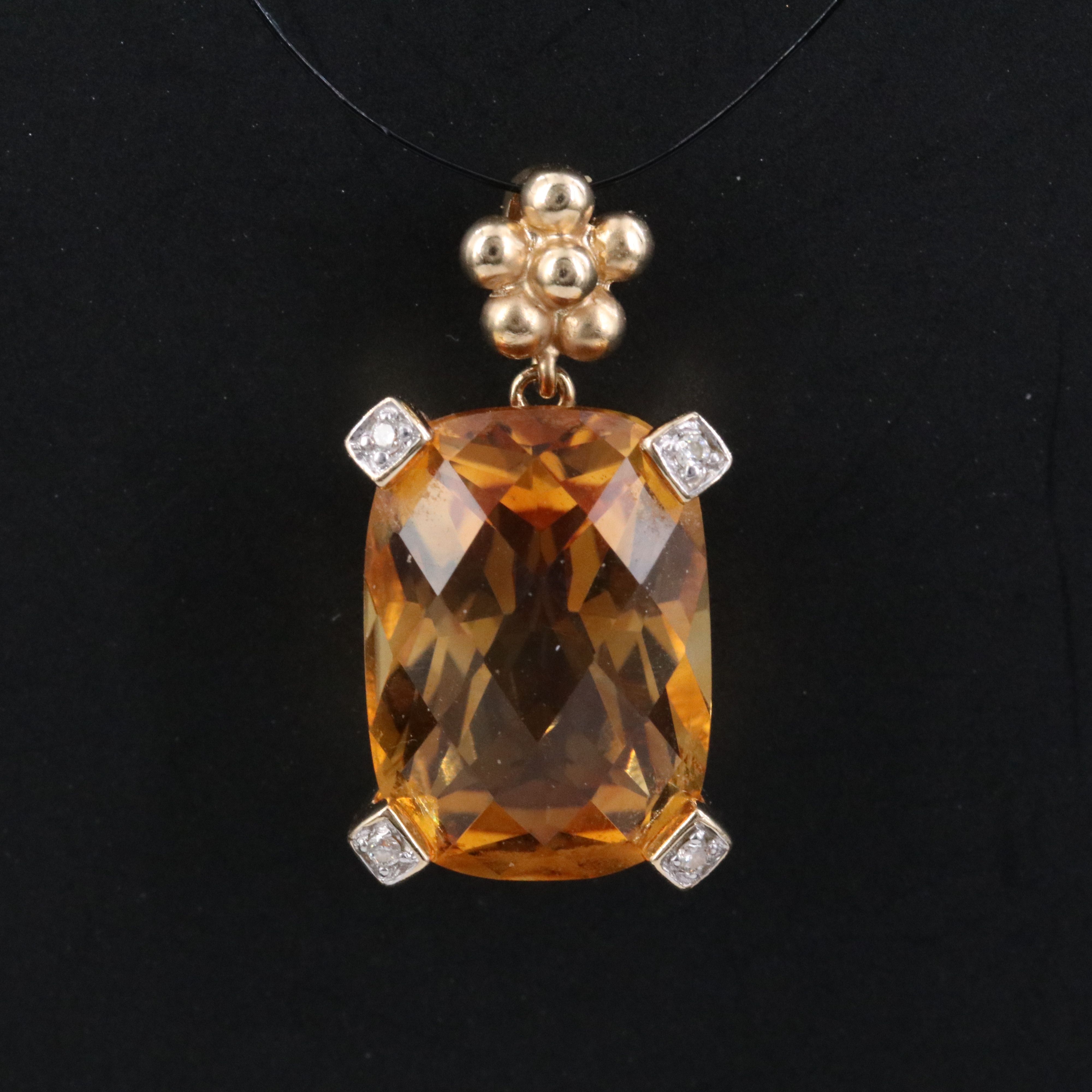 14K Citrine and Diamond Pendant