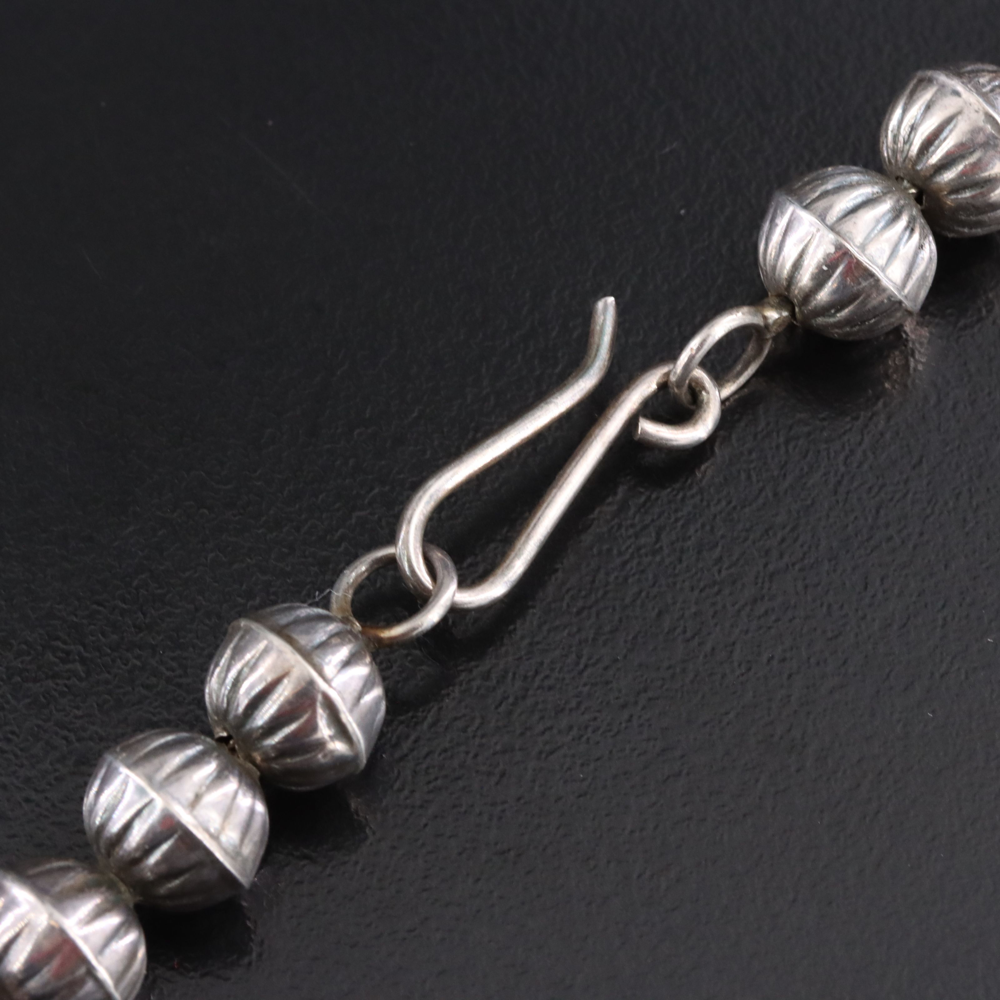 Southwestern Sterling Sand Cast Squash Blossom Necklace