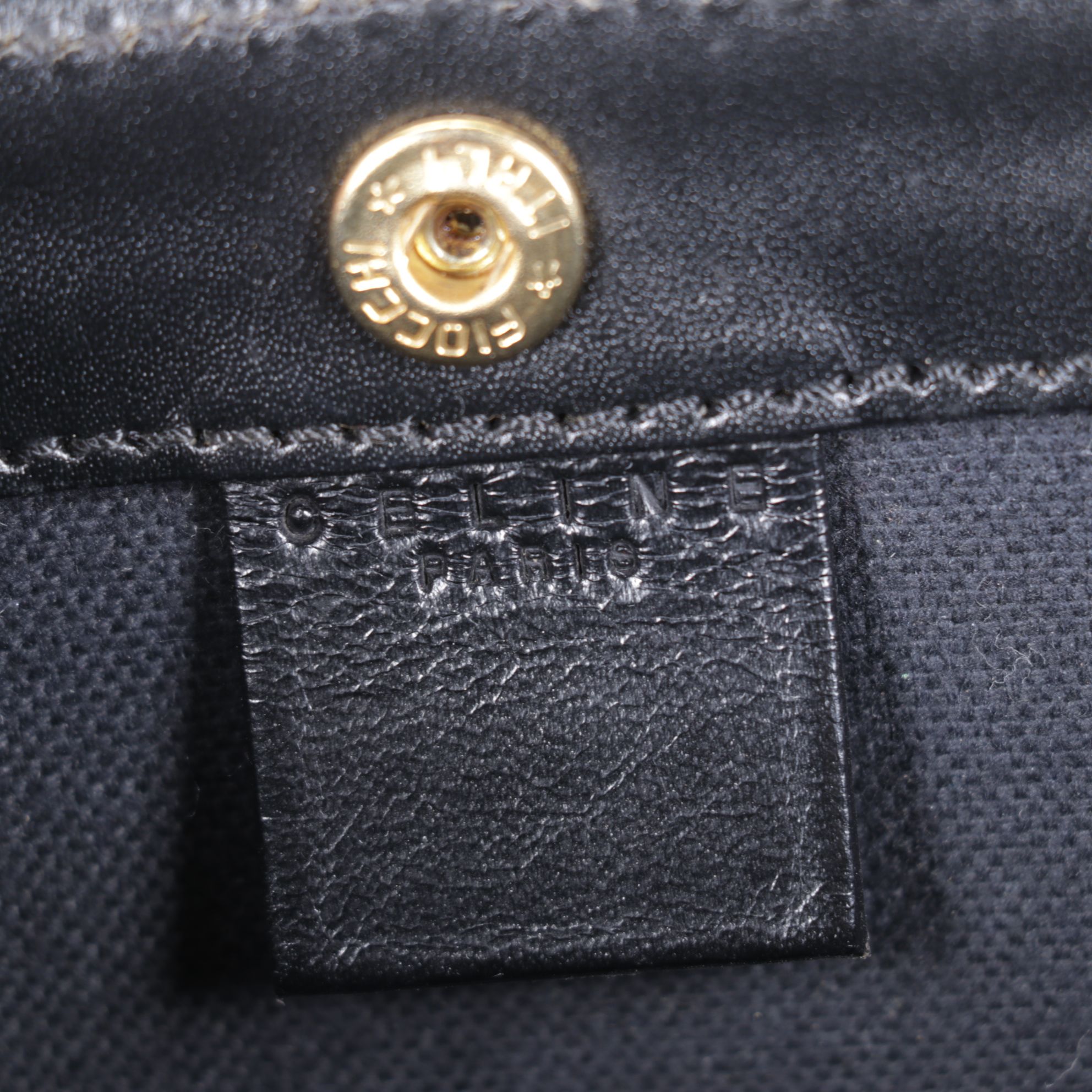 Celine Tote Bag in Macadam Canvas and Black Leather Trim