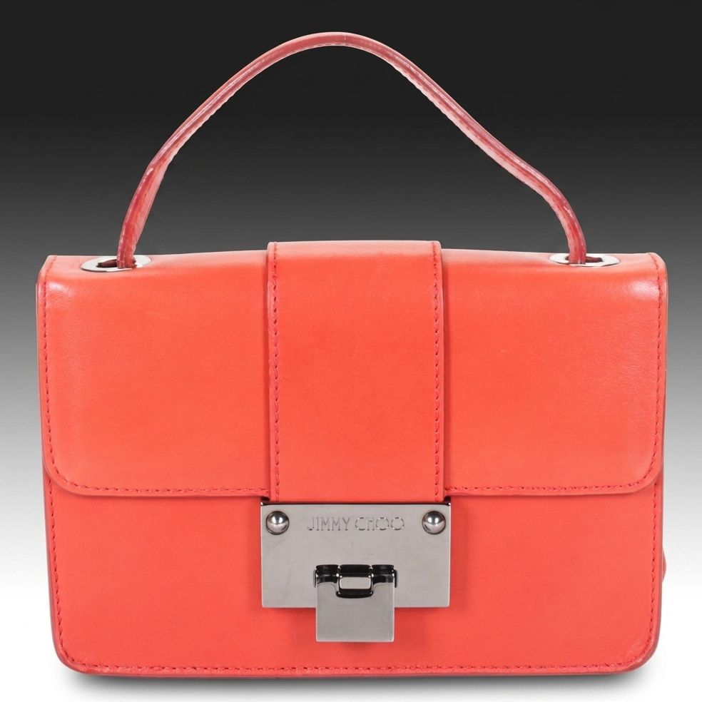 Jimmy Choo Rebel Crossbody Bag in Neon Coral Patent Leather