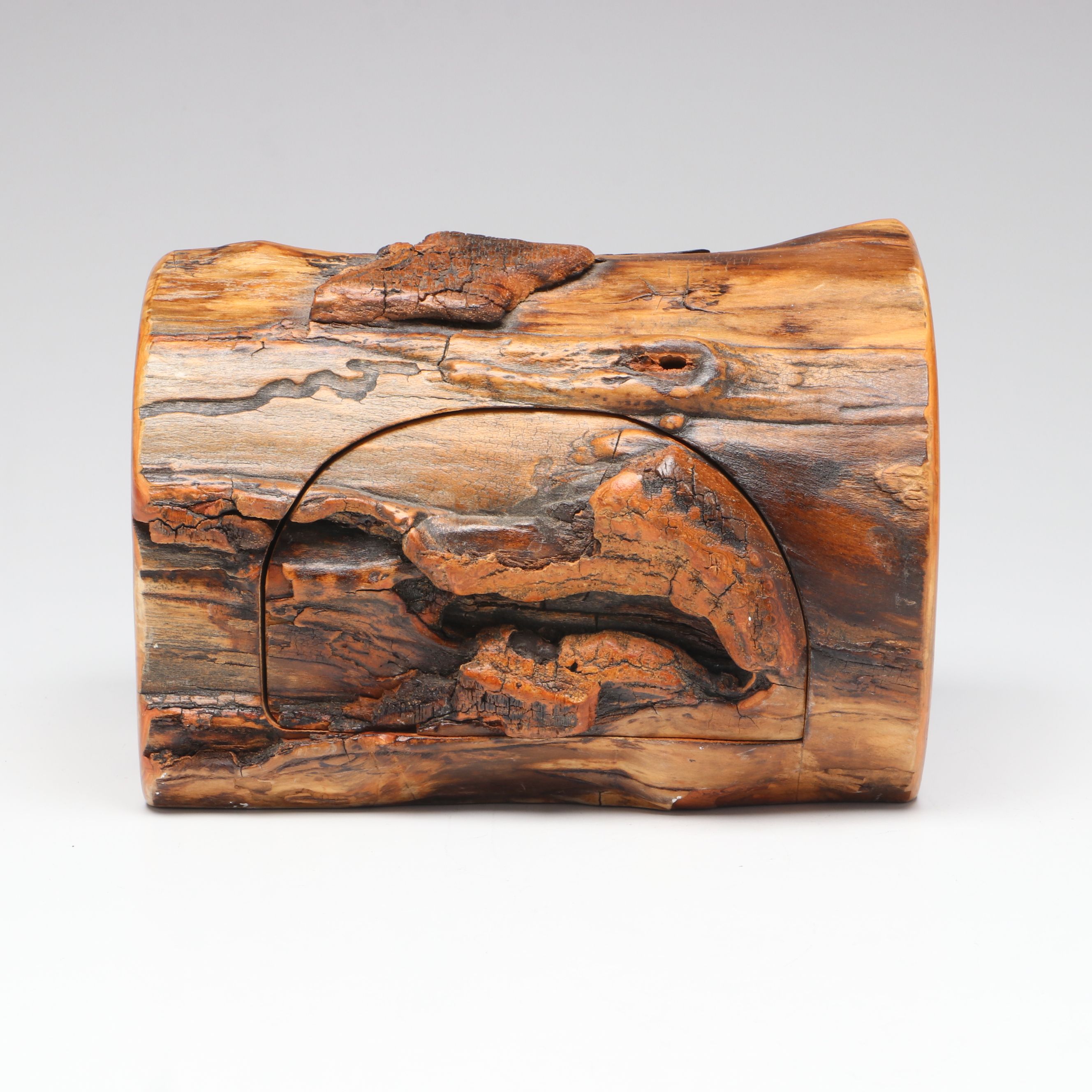 Signed Don Morris Carved Wood Log Box