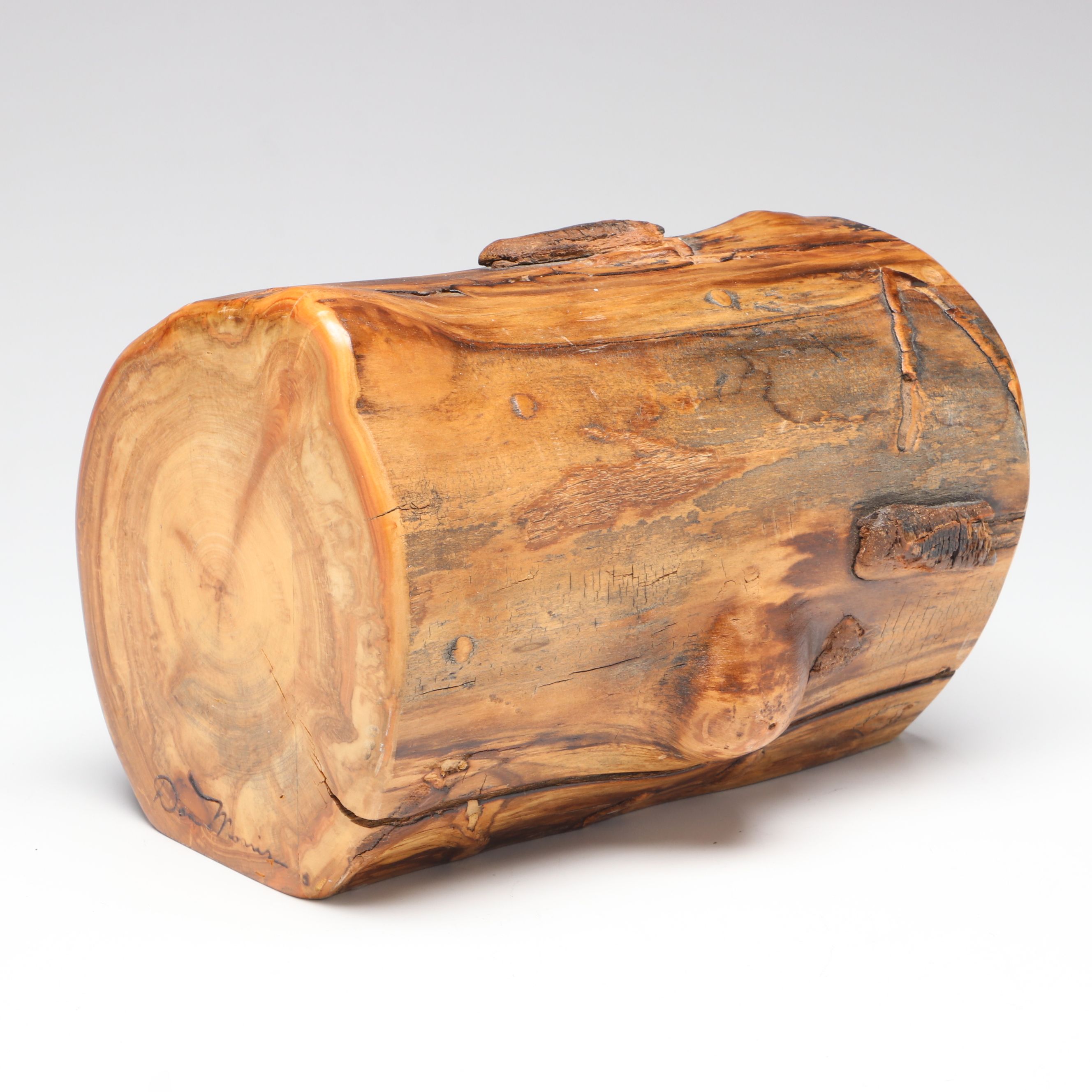Signed Don Morris Carved Wood Log Box