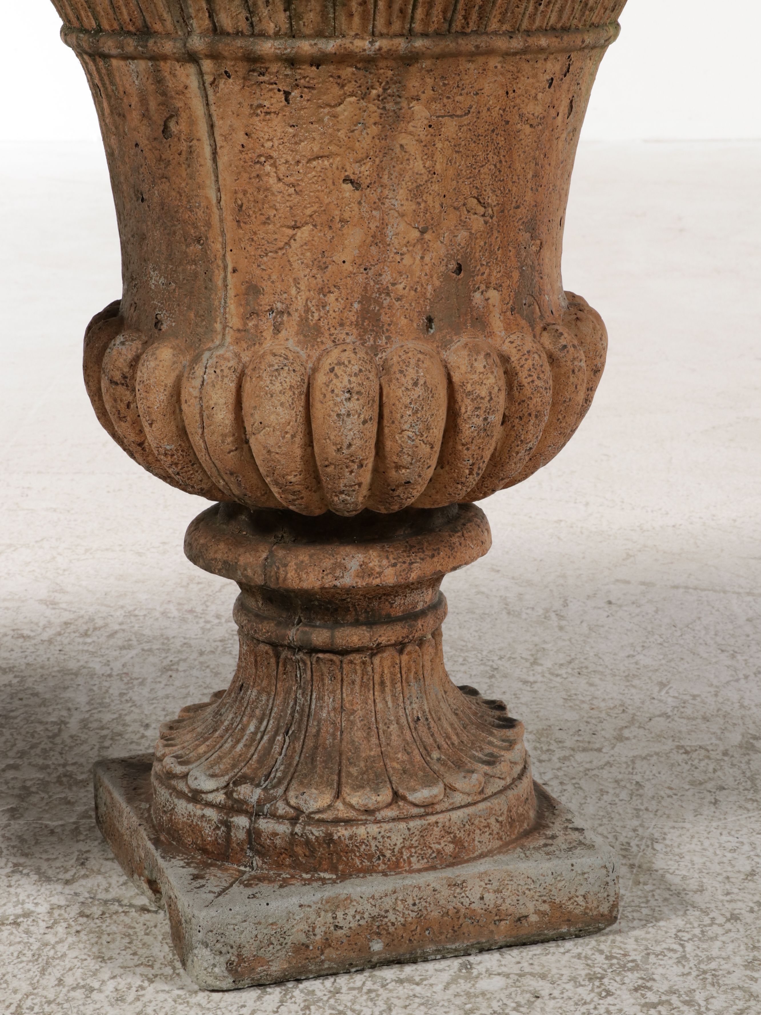 Neoclassical Style Concrete Urn Planter Pair