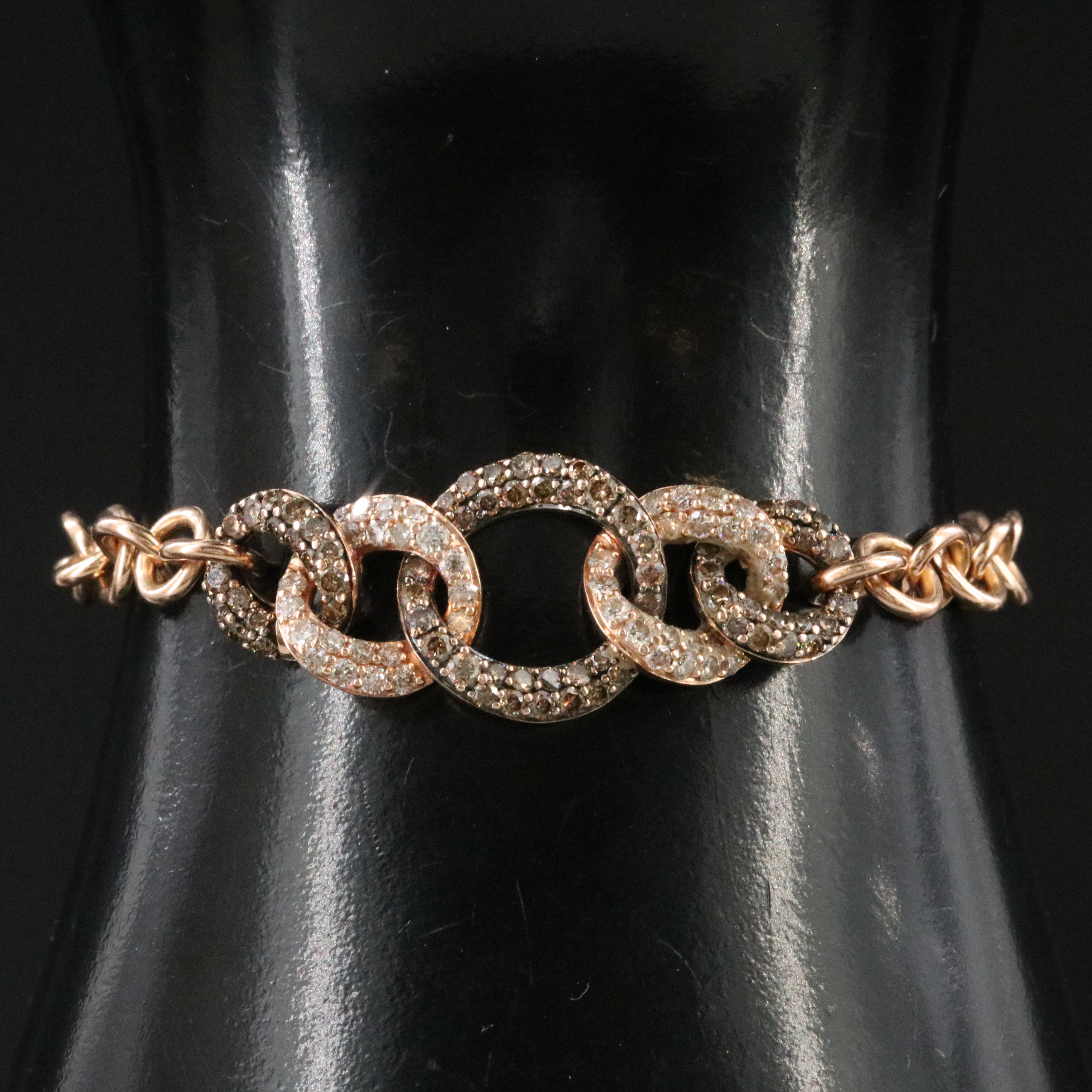 Le Vian 14K Rose Gold 2.24 CTW Diamond Station Bracelet Including Fancy Brown