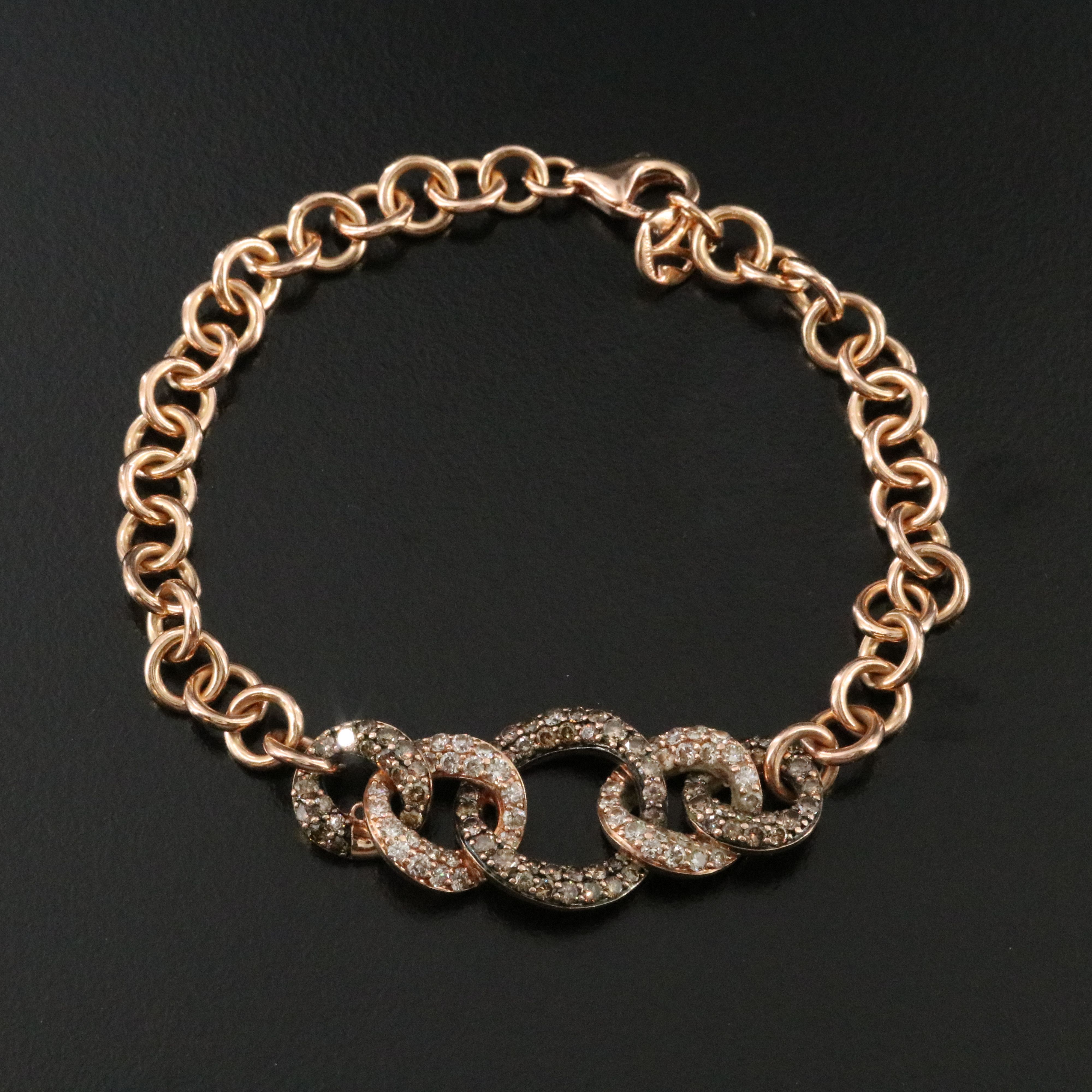 Le Vian 14K Rose Gold 2.24 CTW Diamond Station Bracelet Including Fancy Brown