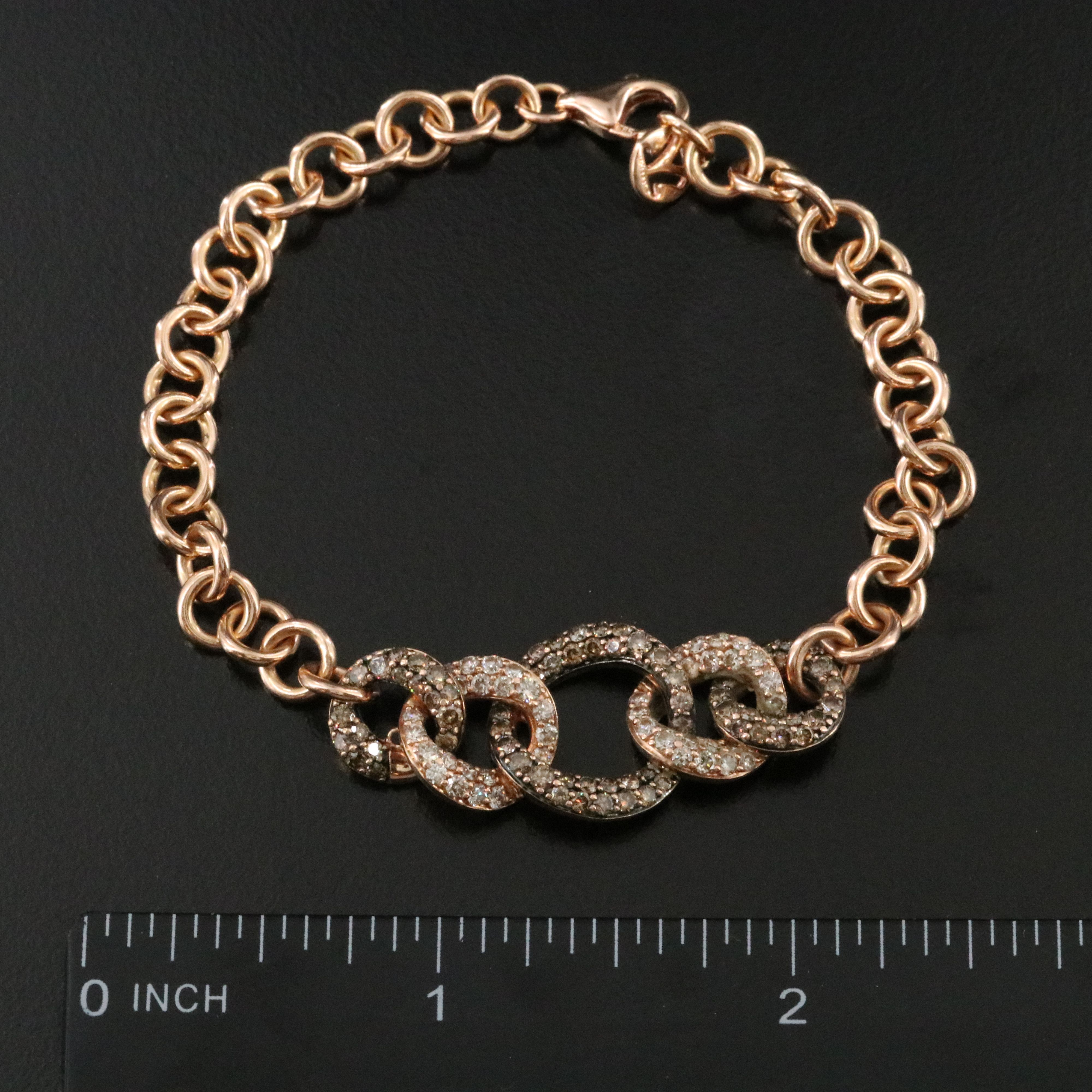Le Vian 14K Rose Gold 2.24 CTW Diamond Station Bracelet Including Fancy Brown