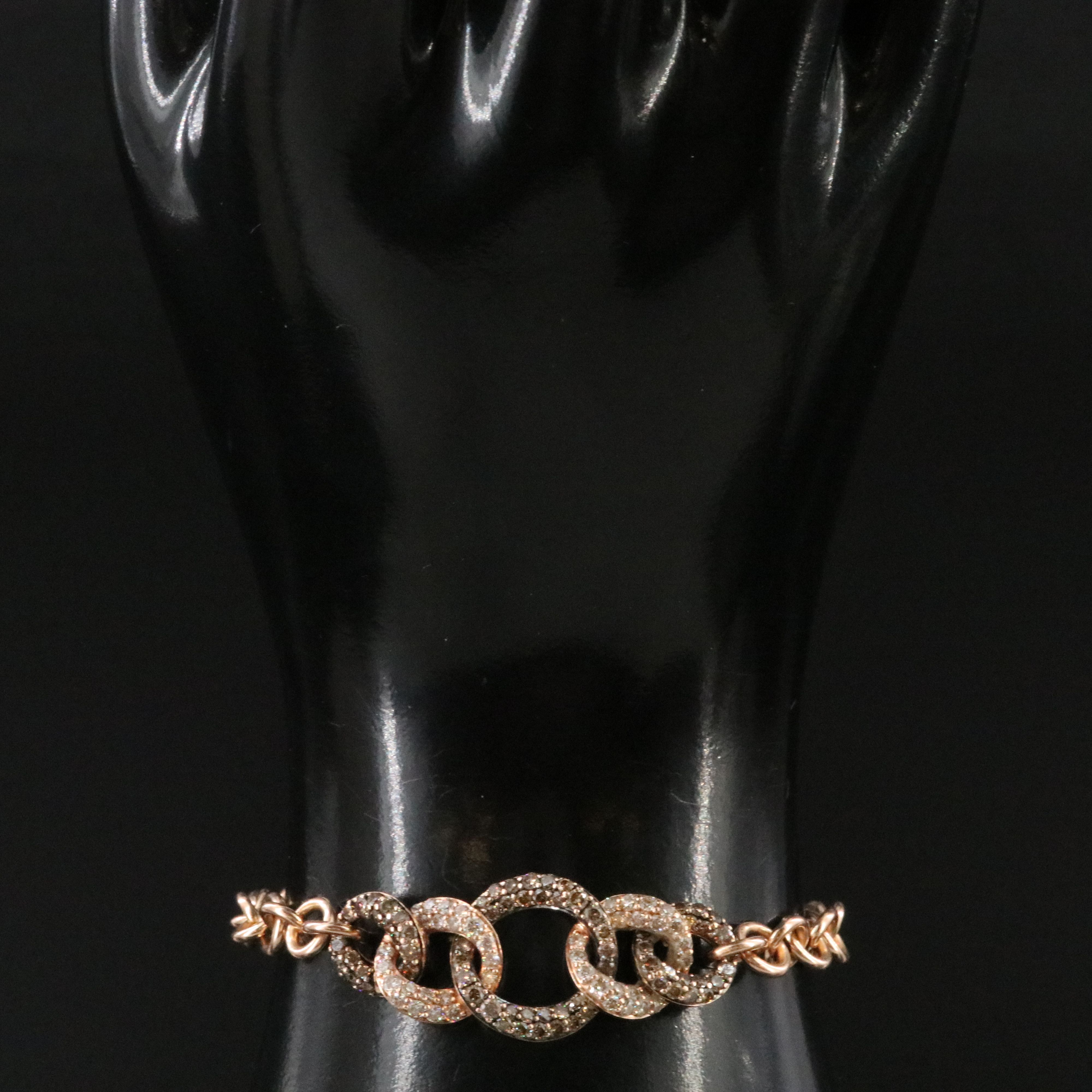 Le Vian 14K Rose Gold 2.24 CTW Diamond Station Bracelet Including Fancy Brown