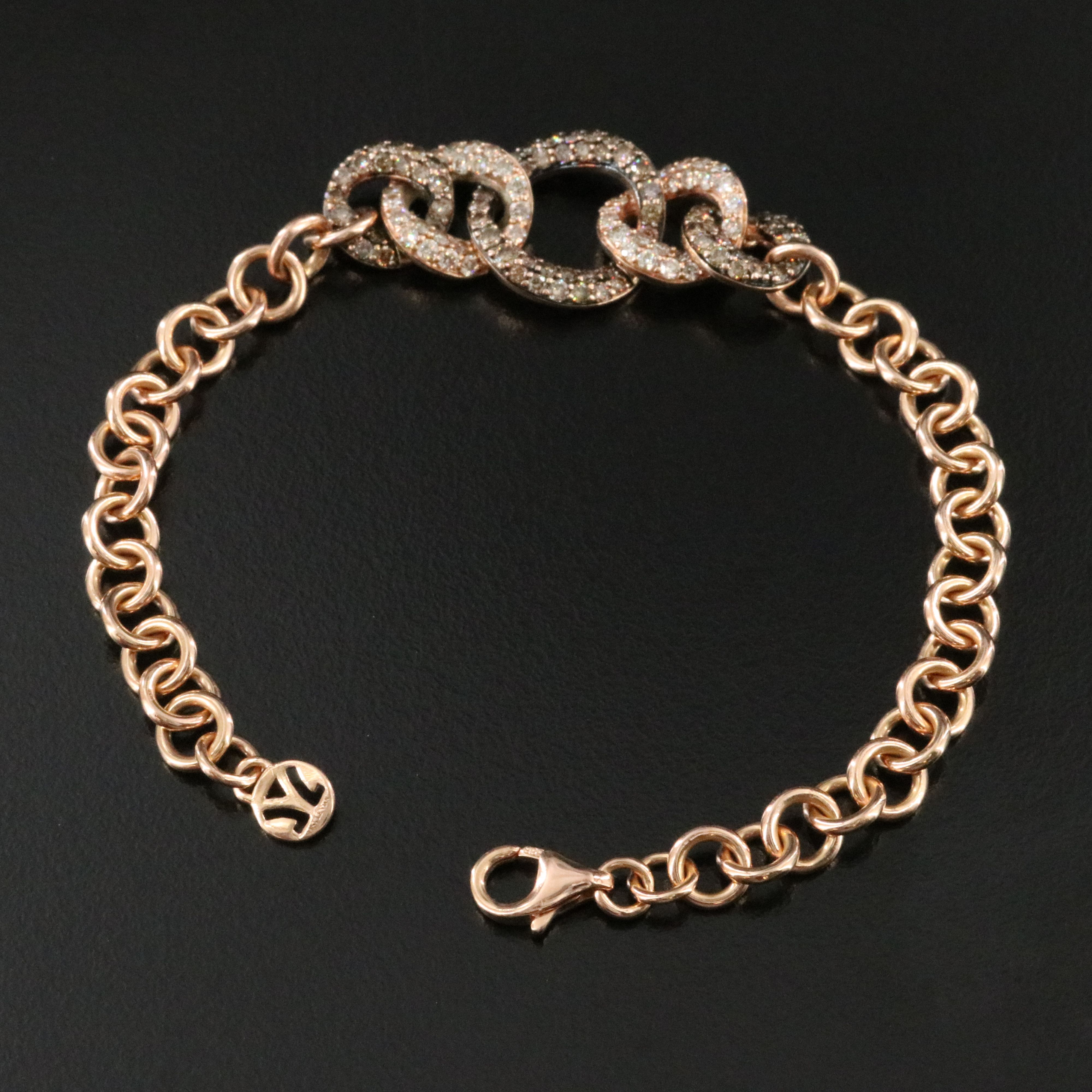 Le Vian 14K Rose Gold 2.24 CTW Diamond Station Bracelet Including Fancy Brown