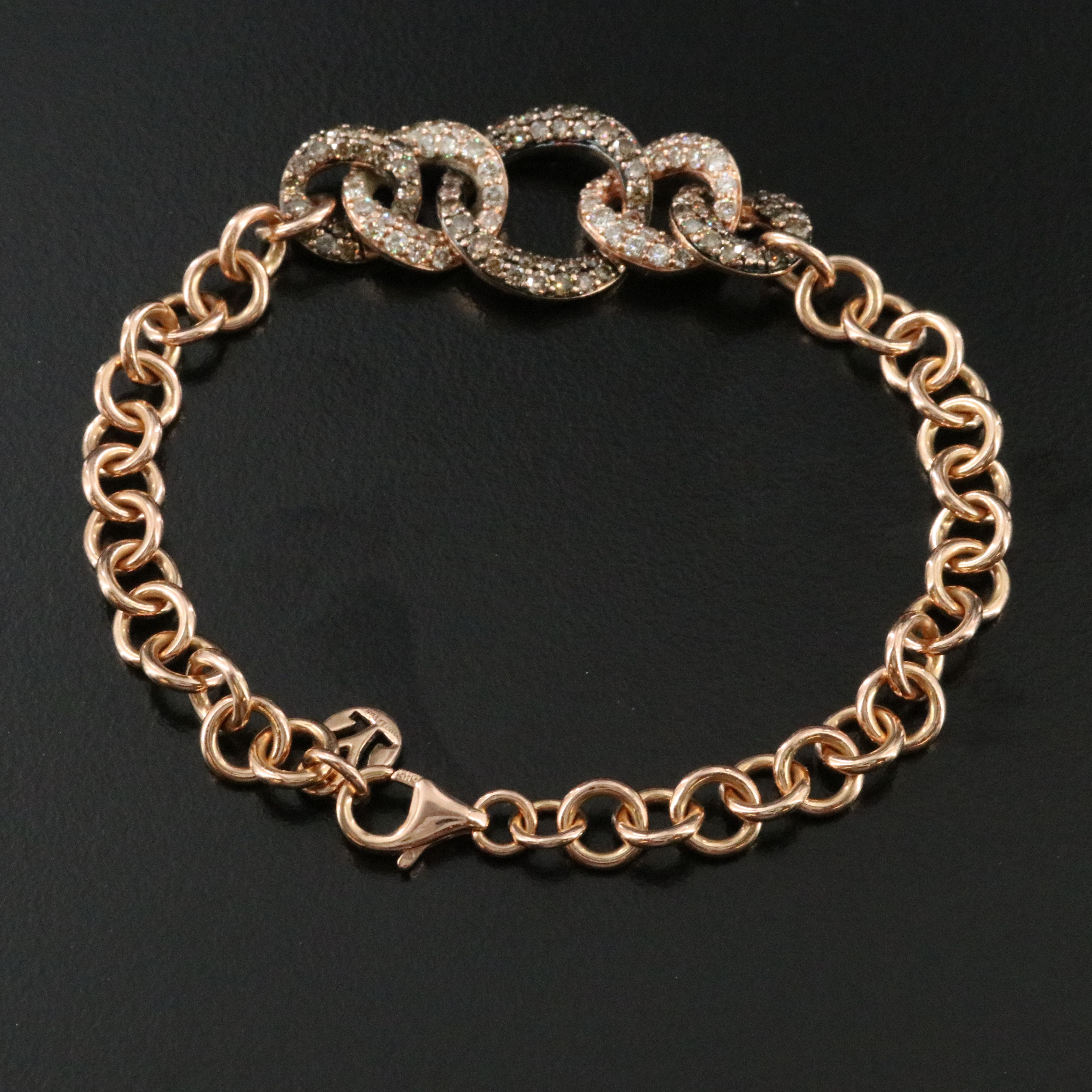 Le Vian 14K Rose Gold 2.24 CTW Diamond Station Bracelet Including Fancy Brown