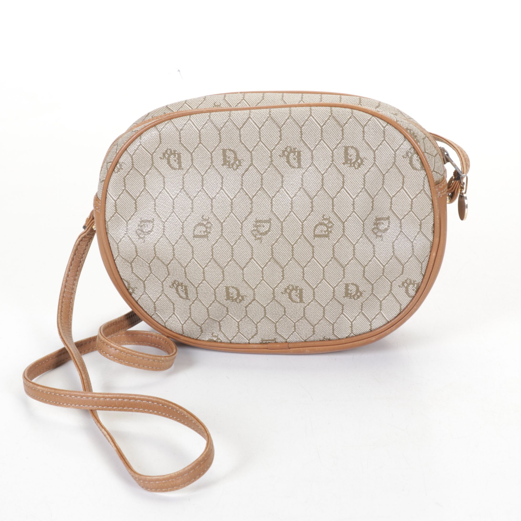 Christian Dior Honeycomb Coated Canvas and Leather Crossbody Bag