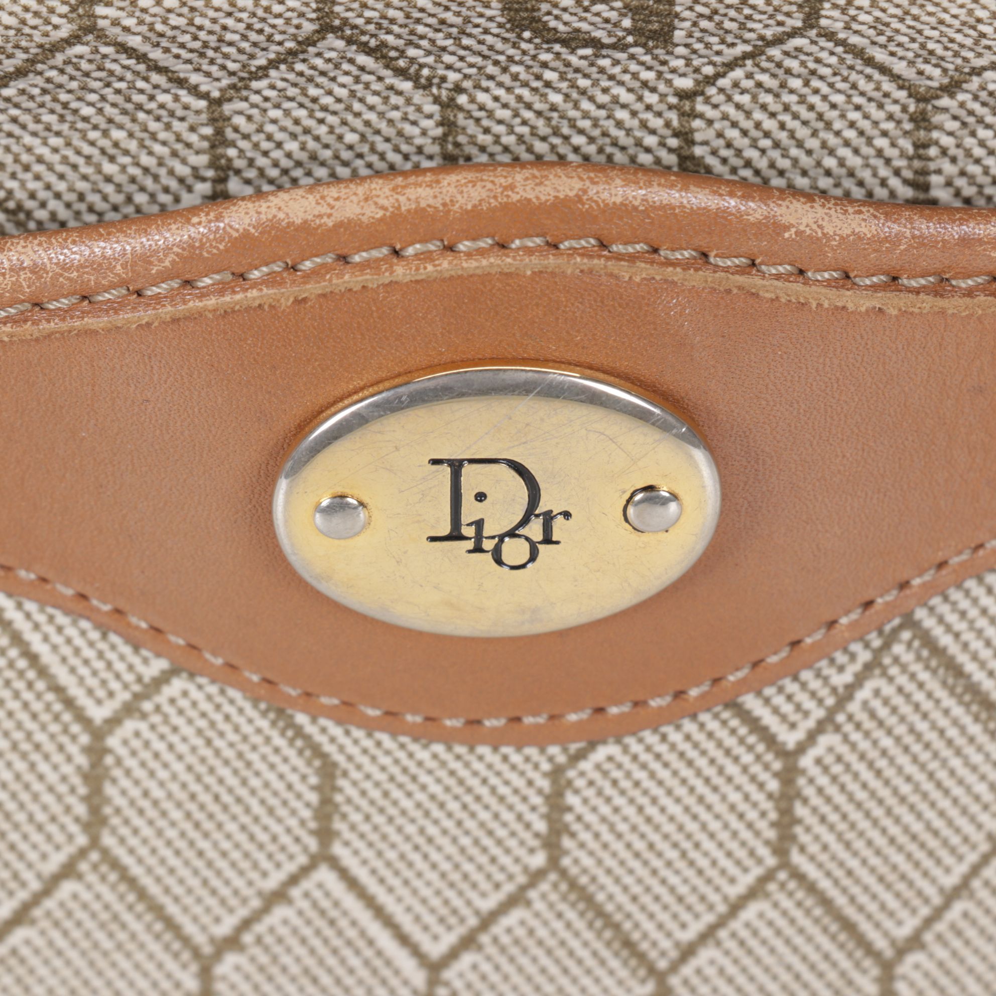 Christian Dior Honeycomb Coated Canvas and Leather Crossbody Bag