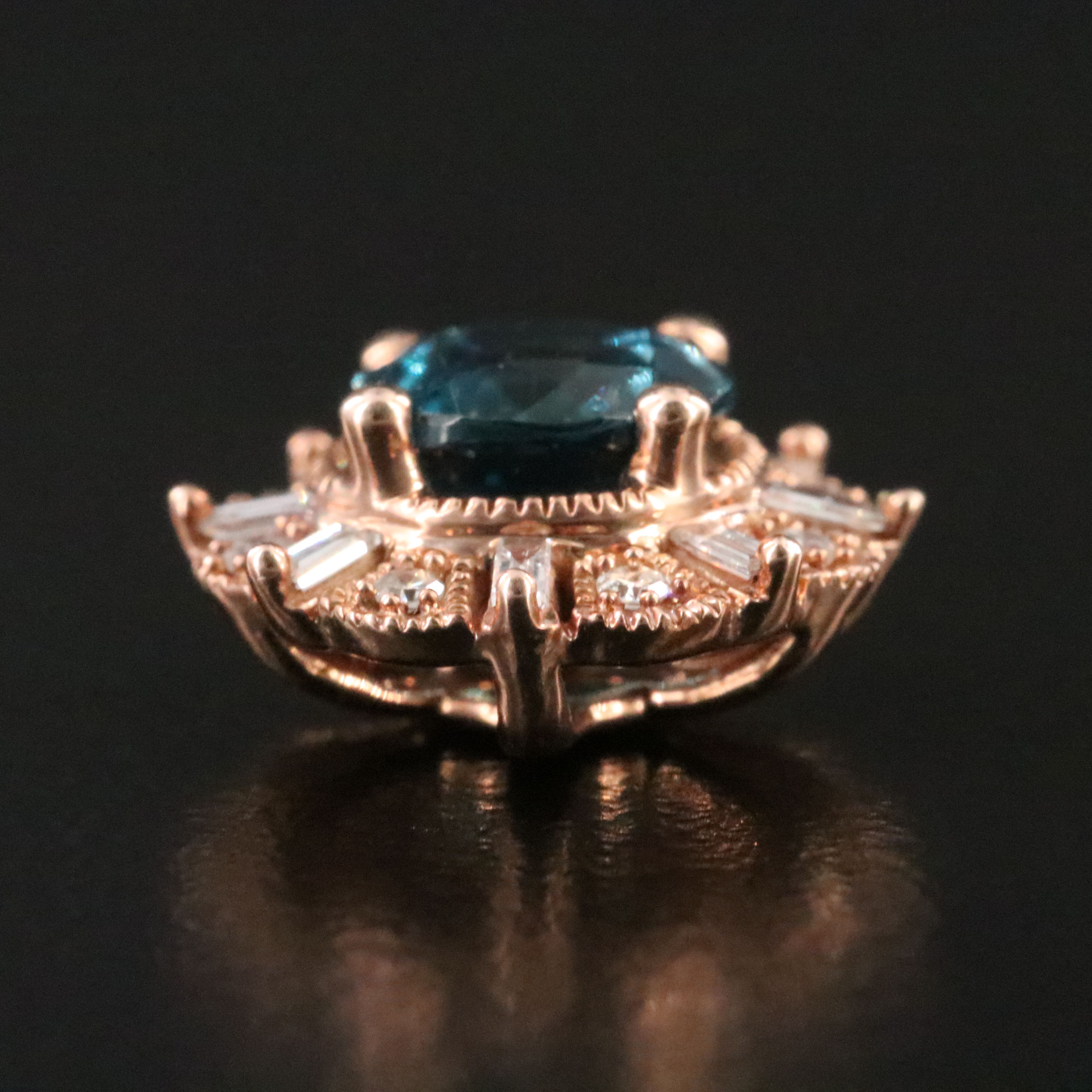 14K Rose Gold London Blue Topaz and Diamond Pendant