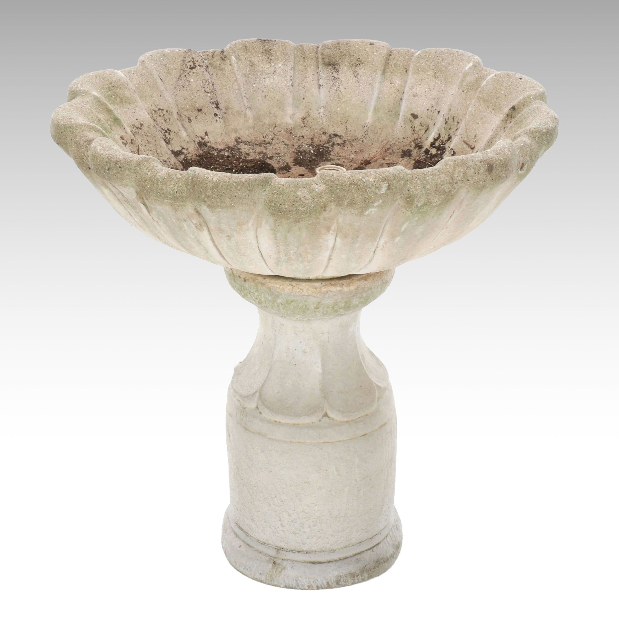 Fluted Cast Concrete Pedestal Fountain