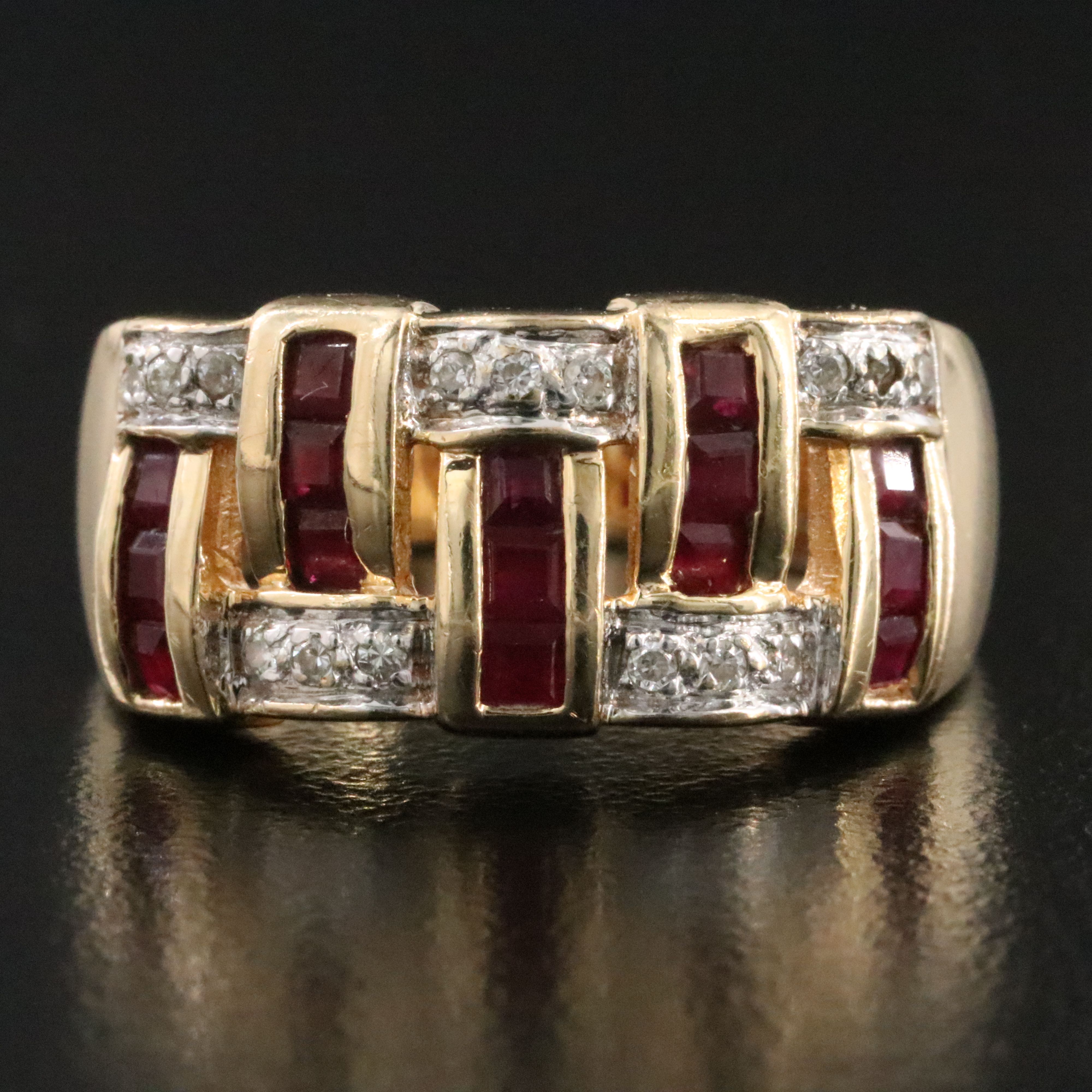 14K Ruby and Diamond Woven Ring