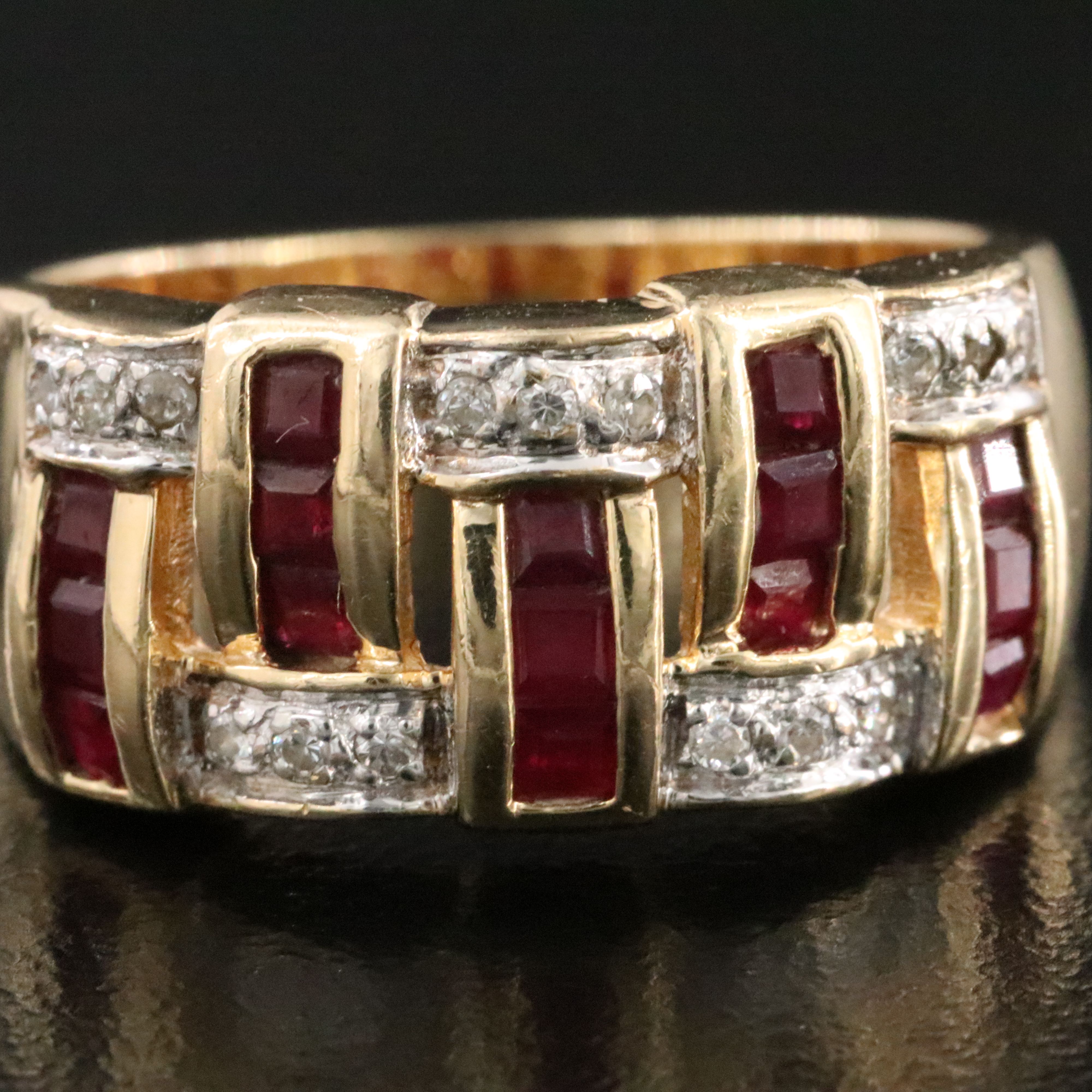 14K Ruby and Diamond Woven Ring