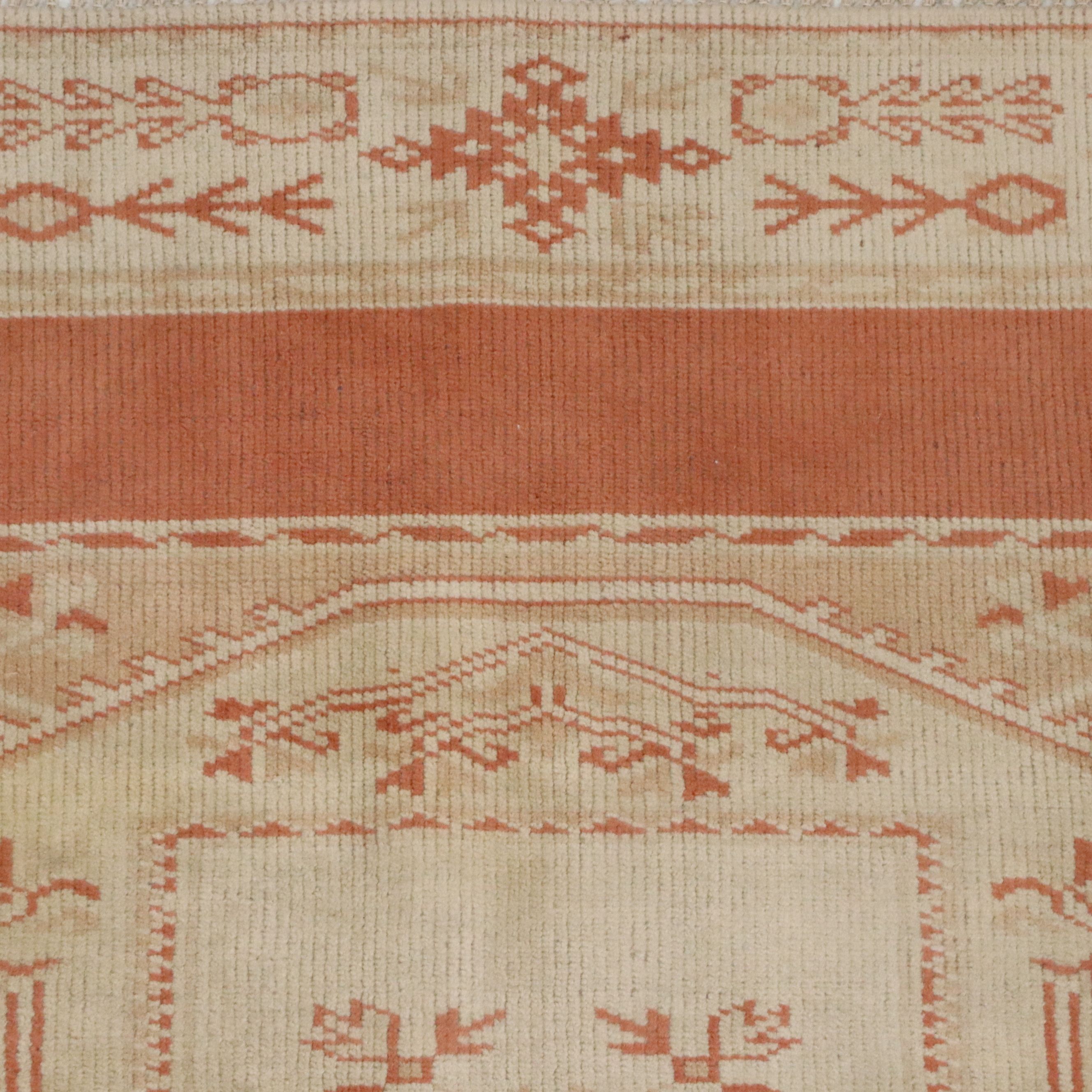 4'9 x 6' Hand-Knotted Turkish Milas Area Rug