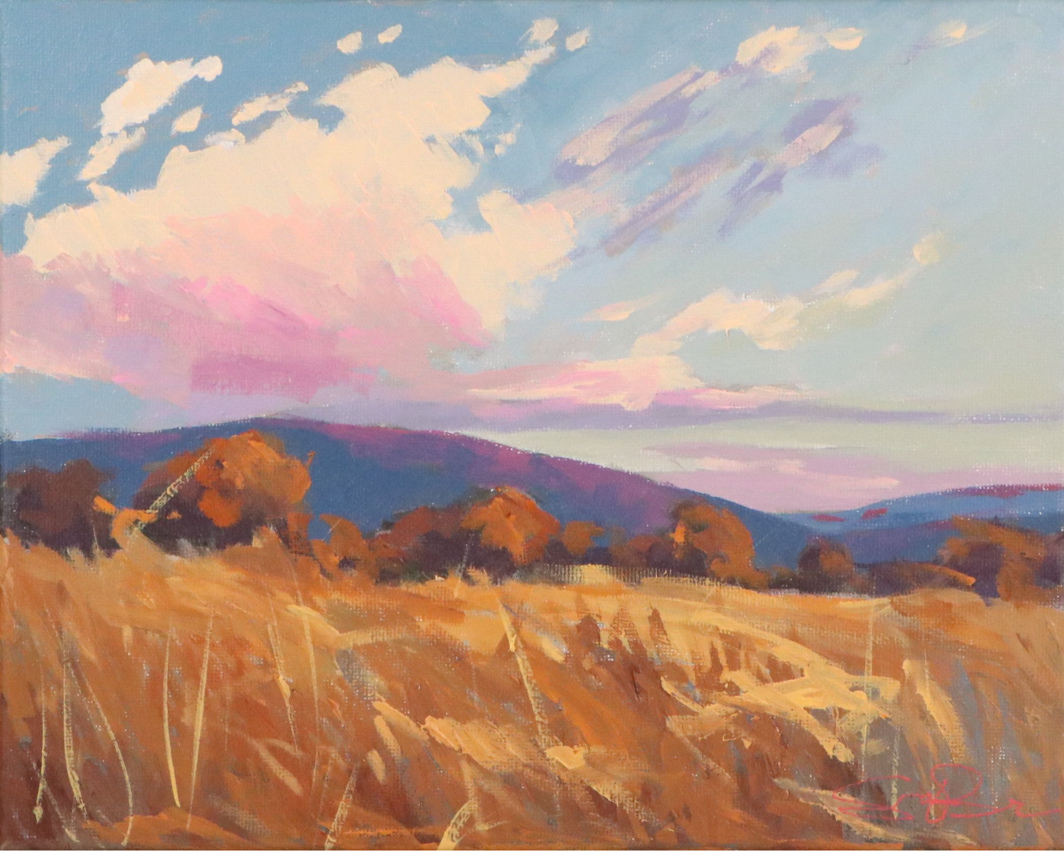 Sarah Brown Landscape Acrylic Painting "Amber Waves," 21st Century