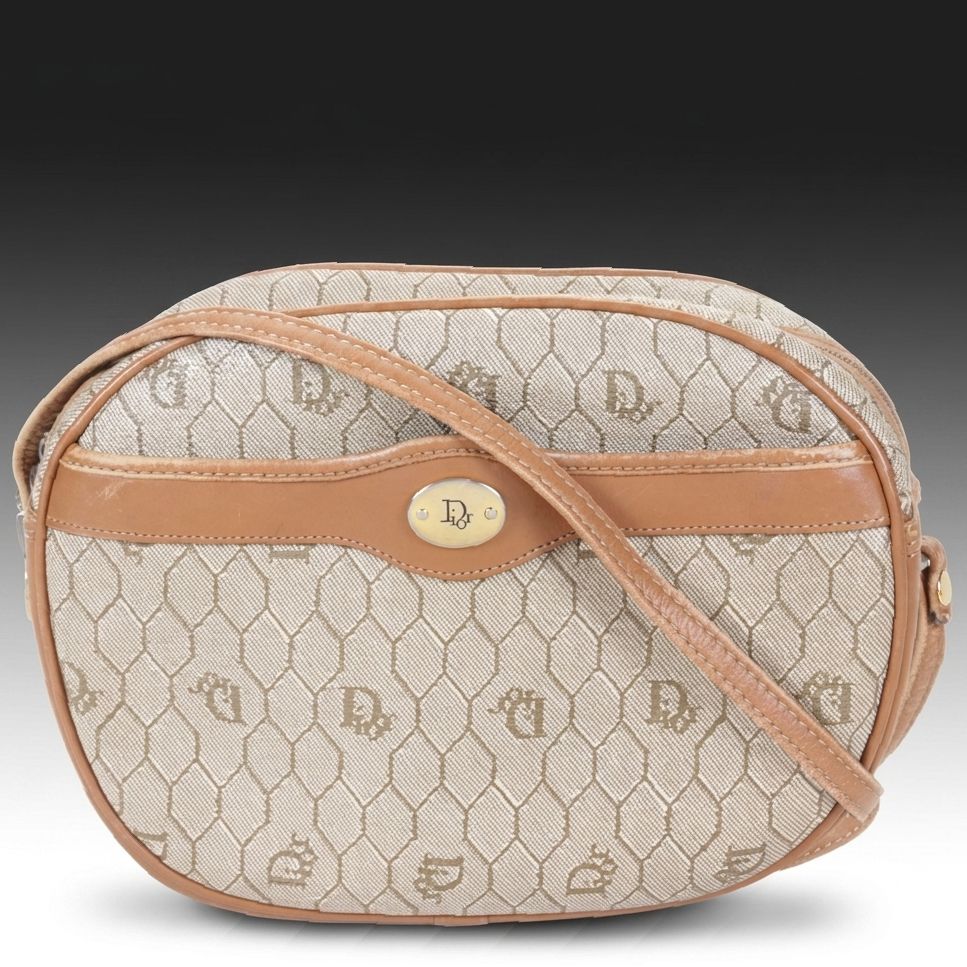 Christian Dior Honeycomb Coated Canvas and Leather Crossbody Bag