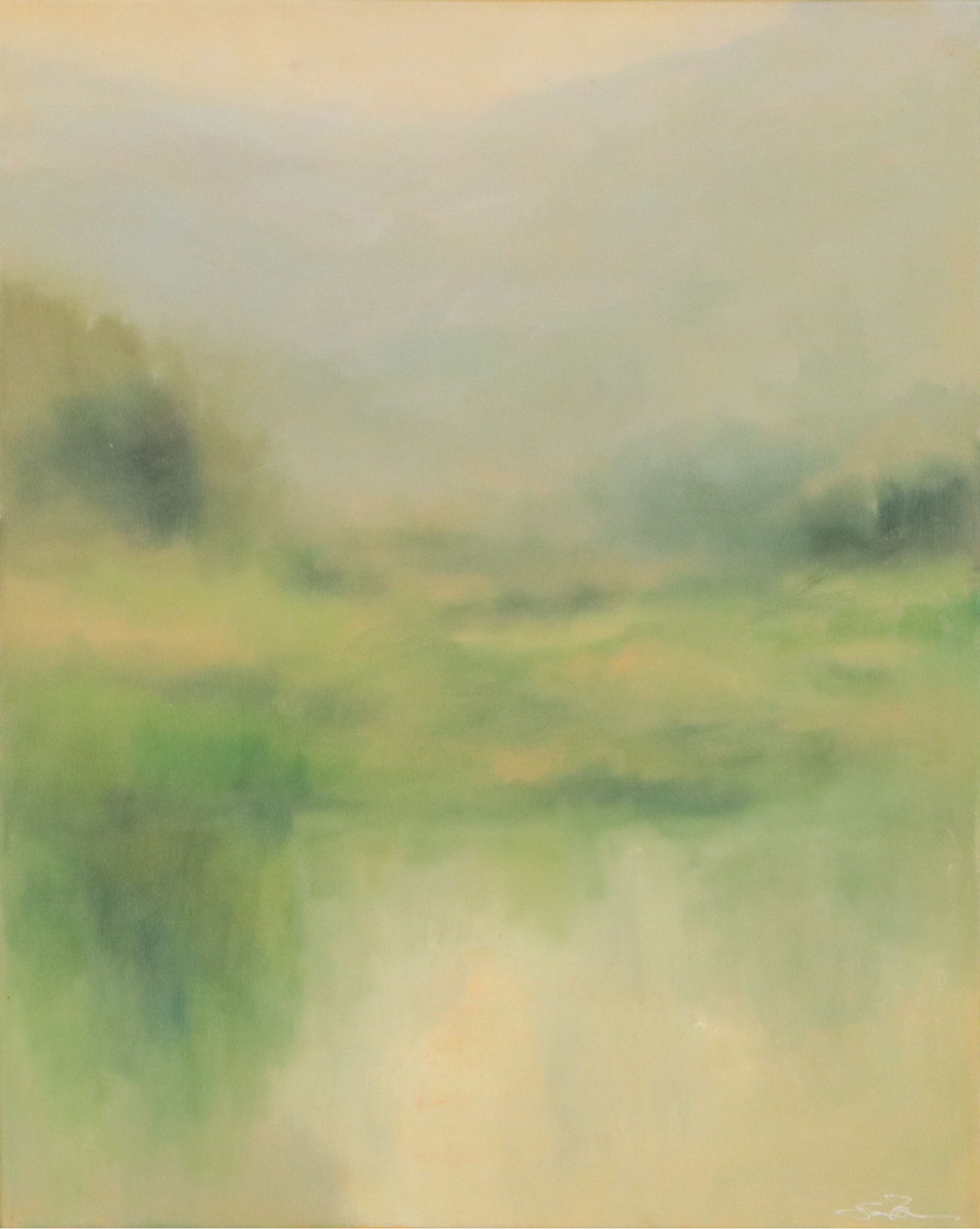 Sarah Brown Landscape Oil Painting "Halcyon Glow," 21st Century