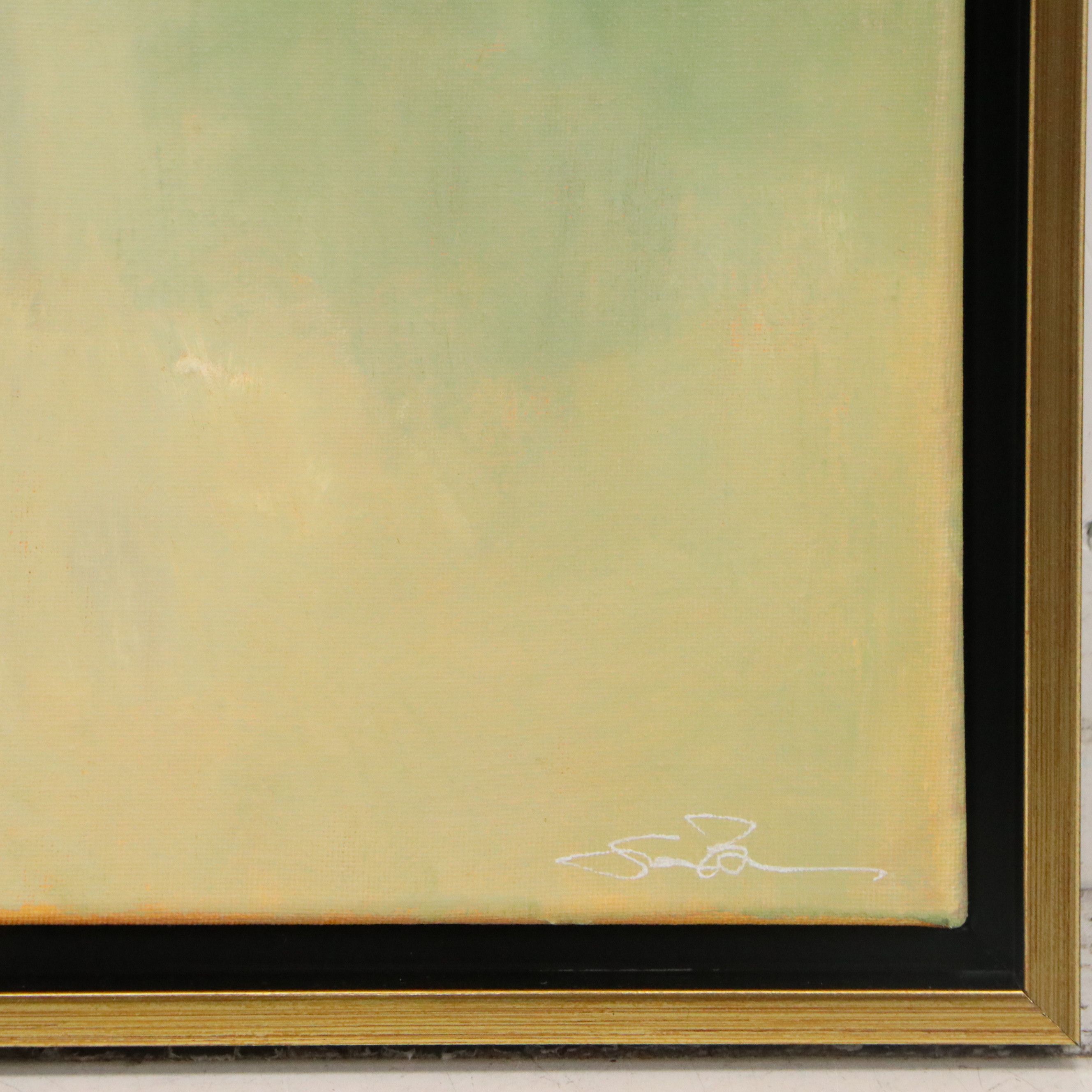 Sarah Brown Landscape Oil Painting "Halcyon Glow," 21st Century