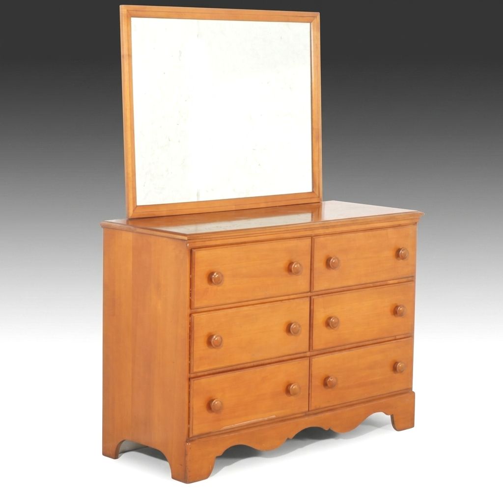 Crawford Furniture Maple Dresser and Mirror, Mid-20th Century