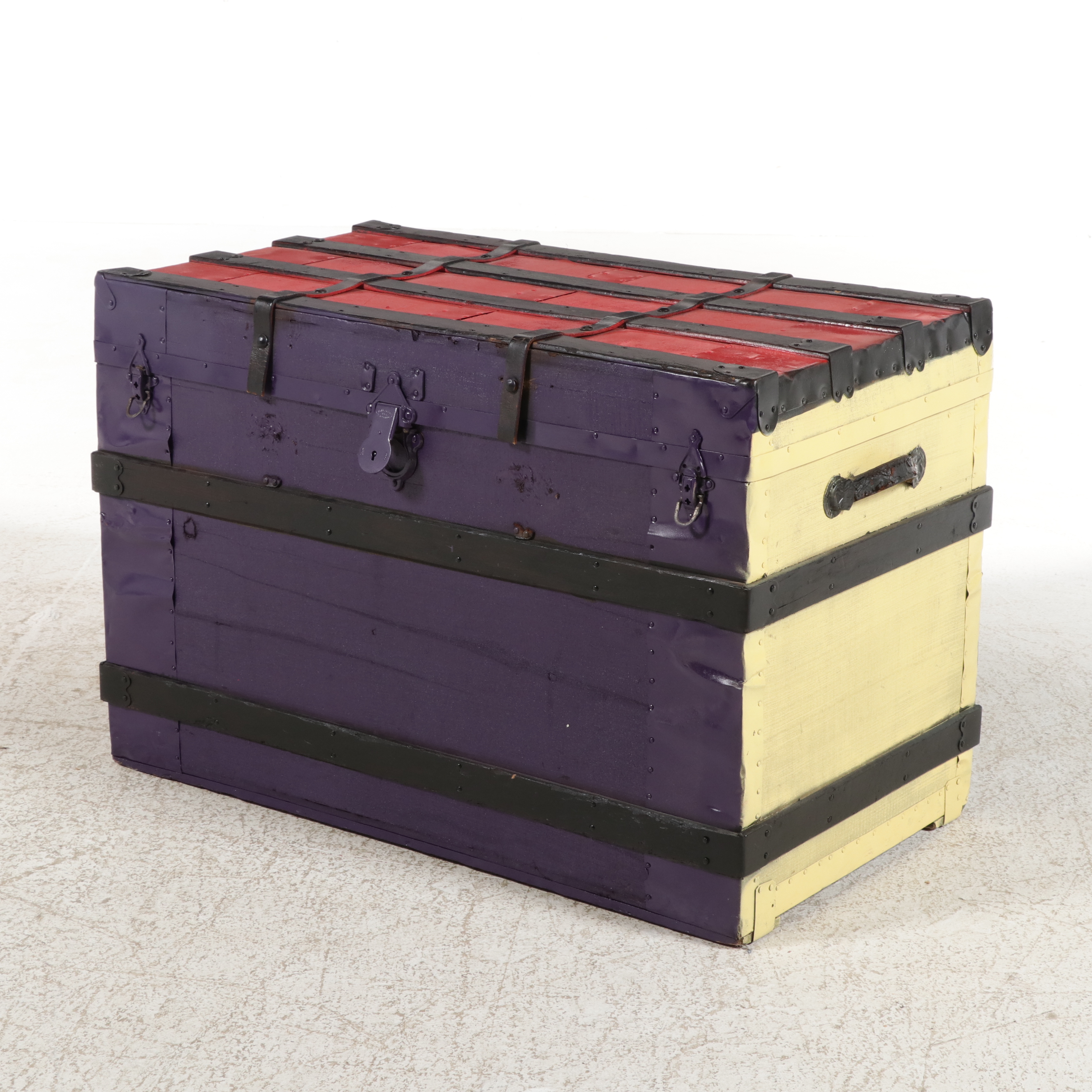 Upcycled Victorian Steamer Trunk, Late 19th Century