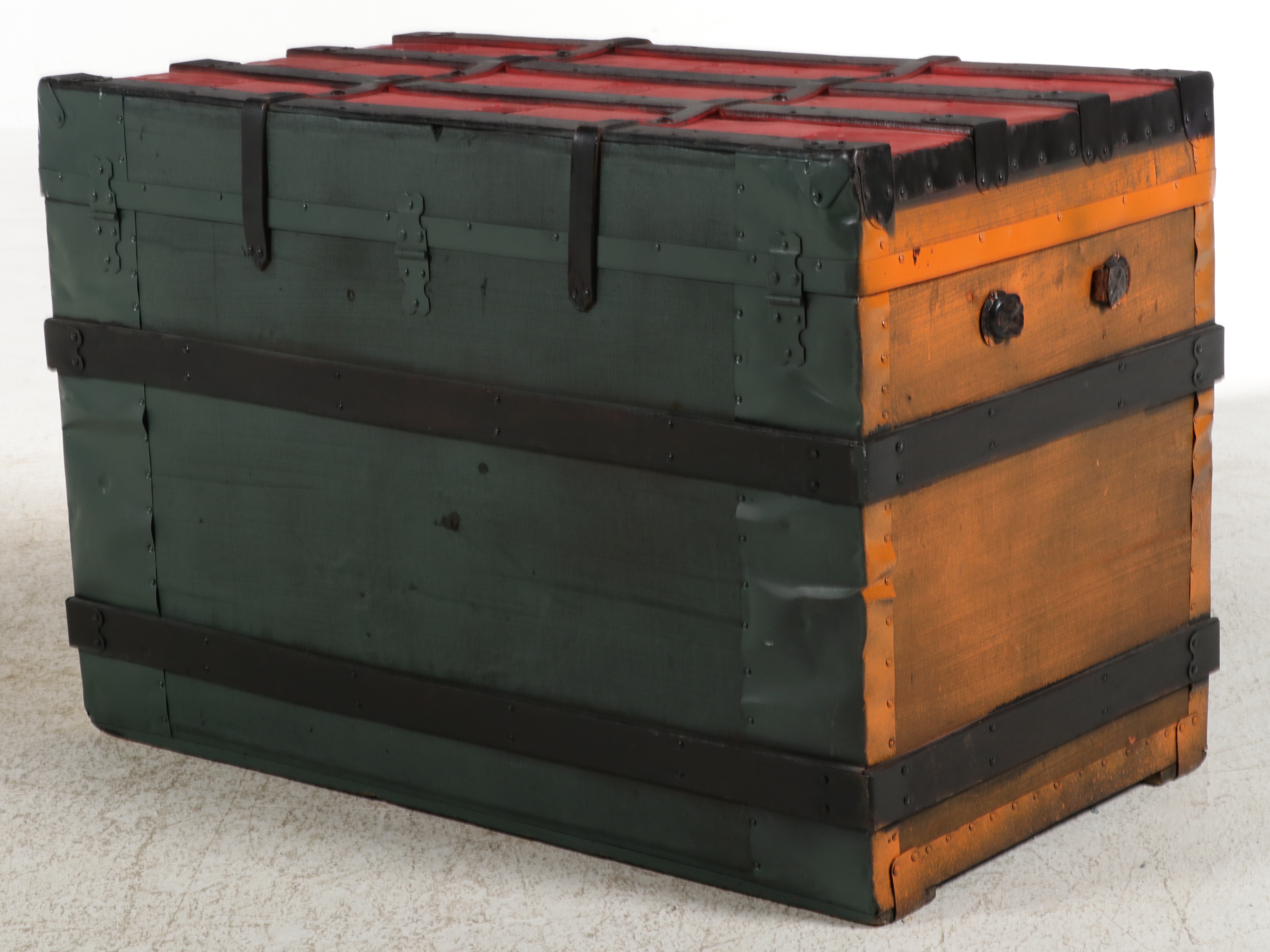 Upcycled Victorian Steamer Trunk, Late 19th Century