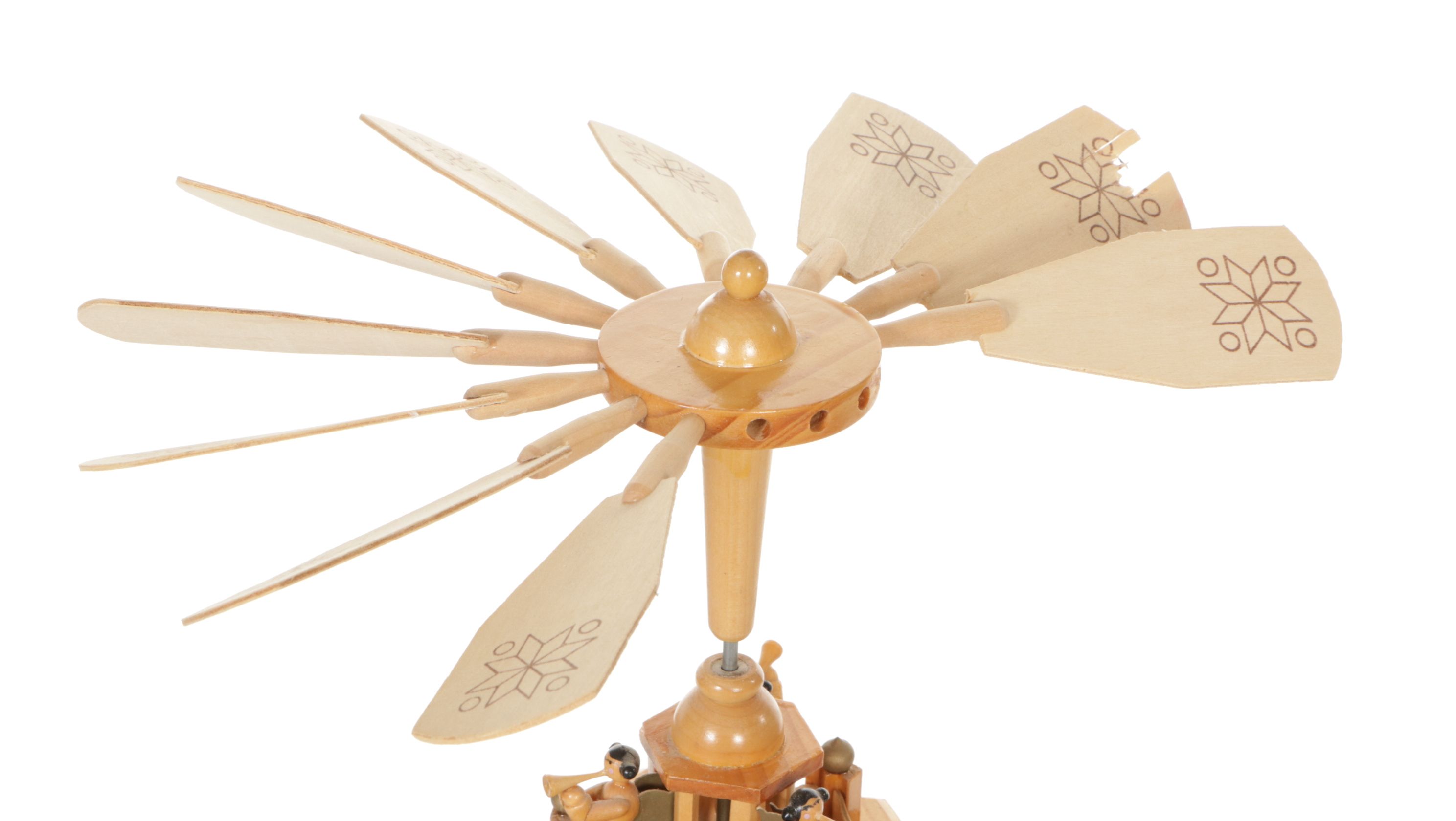 Hand-Carved Wooden German Style Christmas Pyramid with Nativity Scene