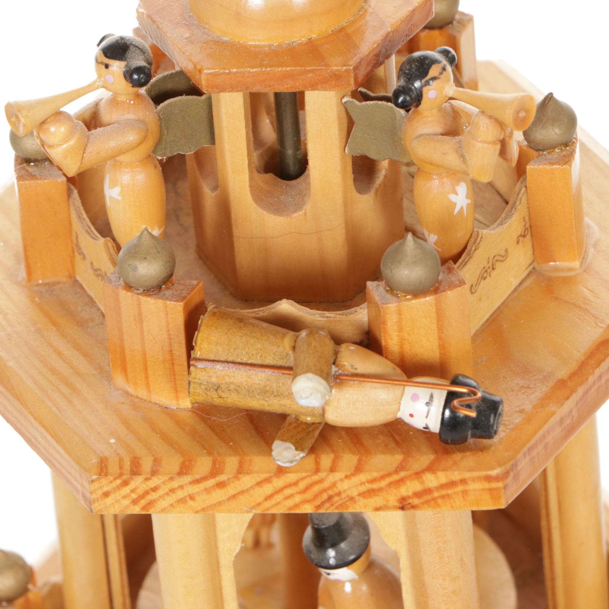 Hand-Carved Wooden German Style Christmas Pyramid with Nativity Scene