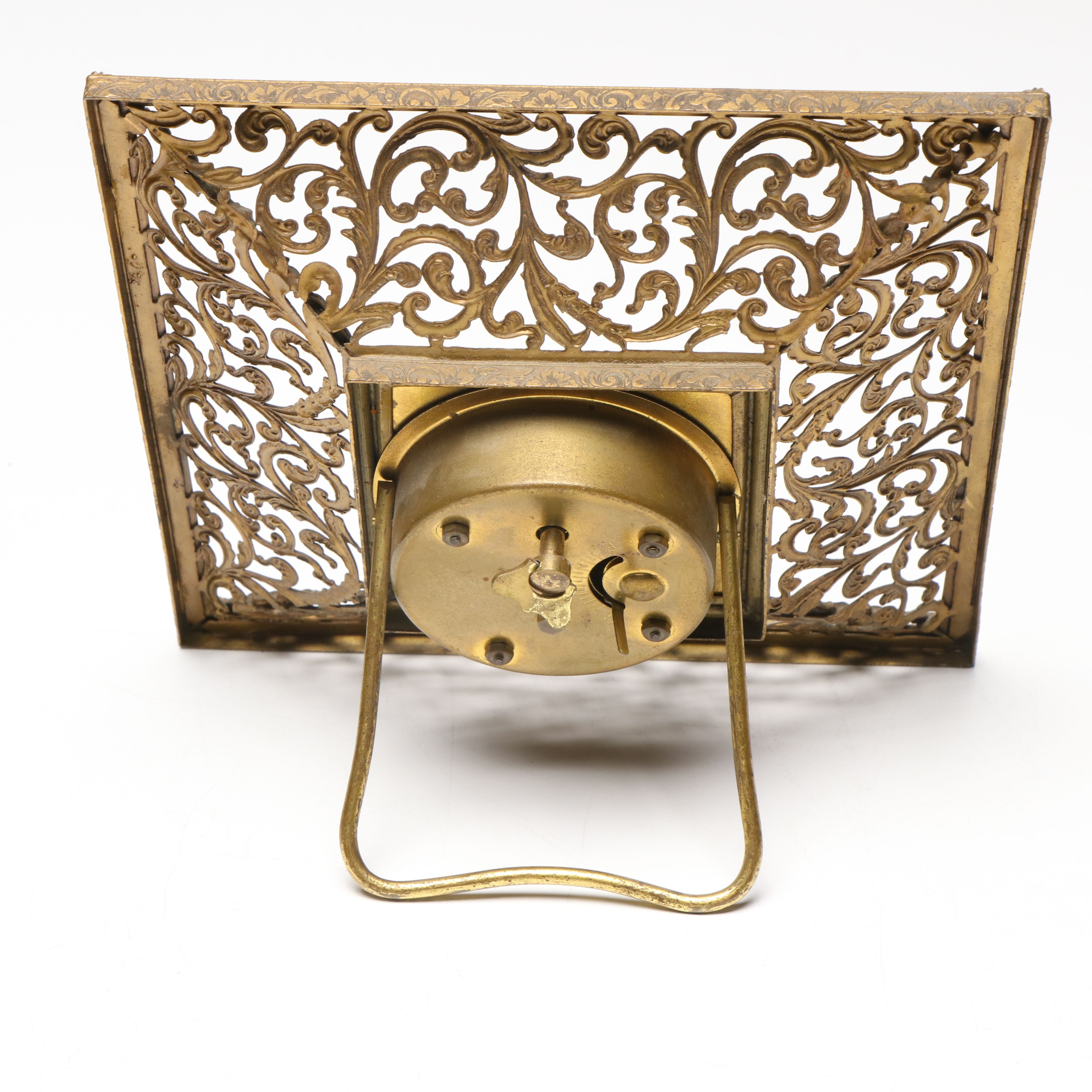 Etched Brass Tray and Candlesticks with New Haven Desk Clock and More
