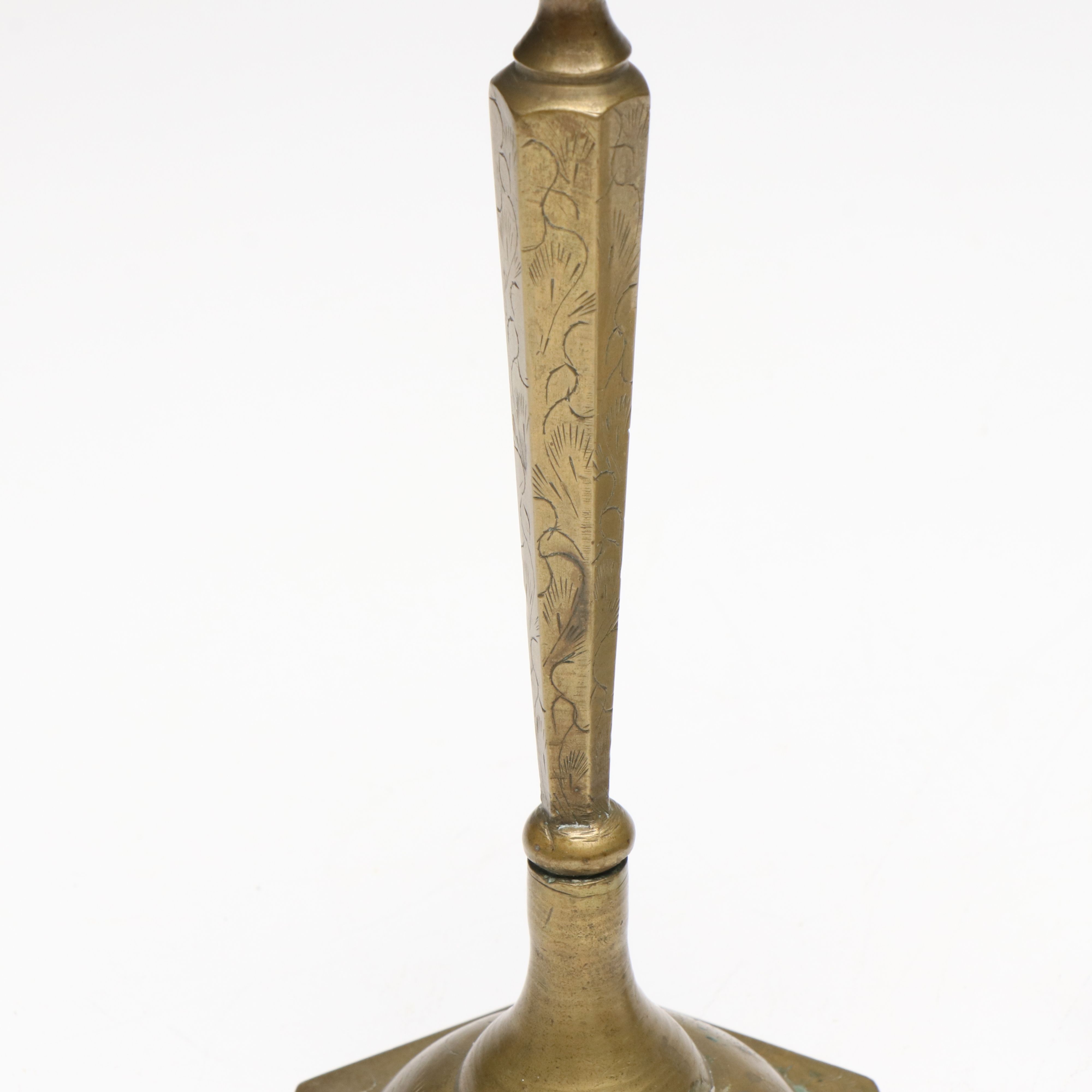 Etched Brass Tray and Candlesticks with New Haven Desk Clock and More